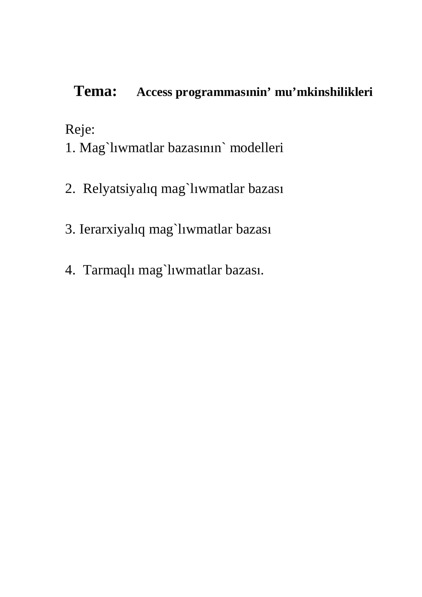 Access programmasÕnin’ mu’mkinshilikleri 2