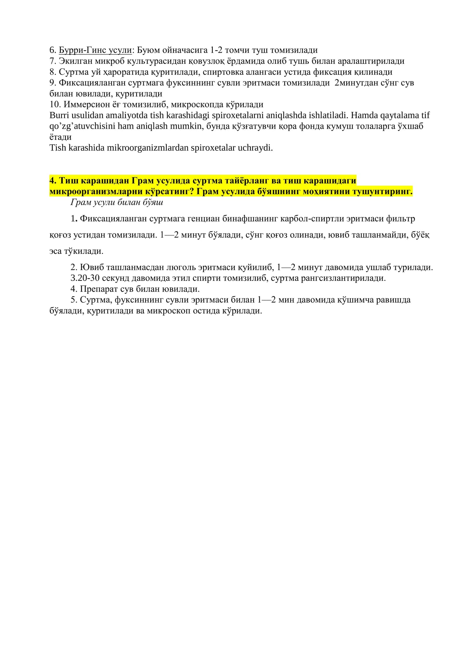 Mikrobiologiya fanidan yakuniy nazorat savollariga javoblar 2