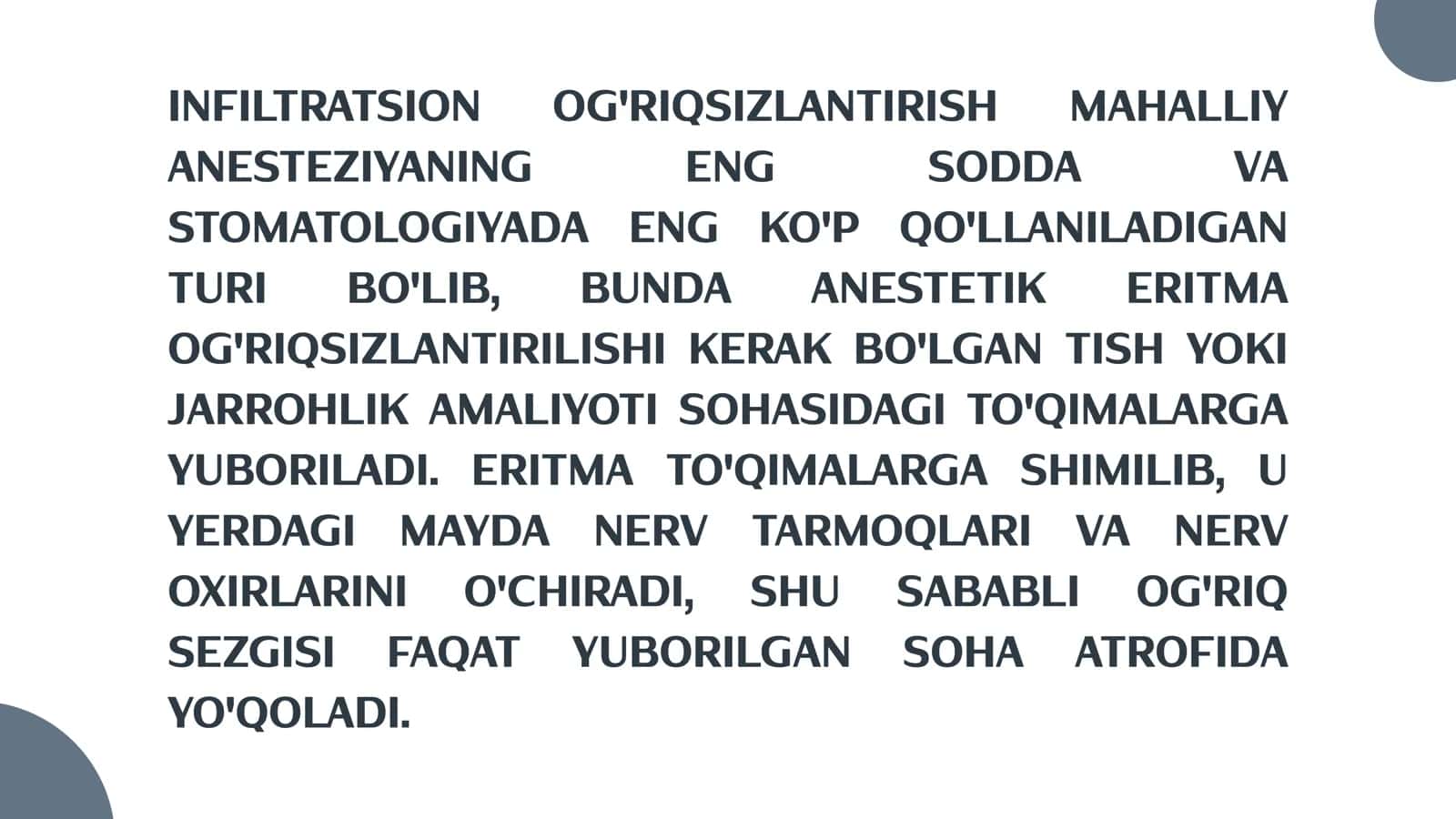 Infiltrasion ogʻriqsizlantirish 2