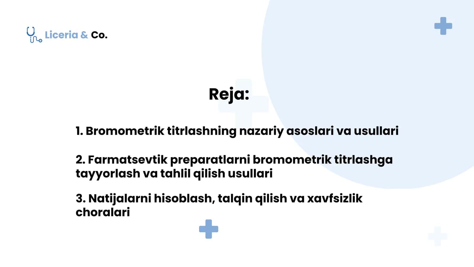 farmasevtik preparatlarni miqdorlarini aniqlash usullari. Bromometriya titrlash usulida 2