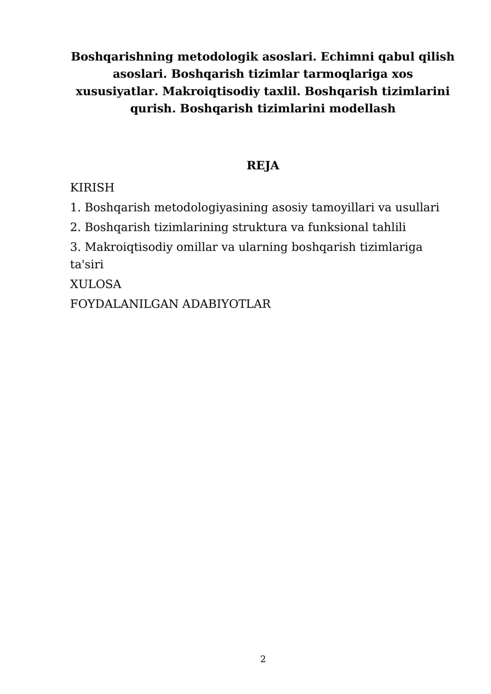 Boshqarishning metodologik asoslari 2