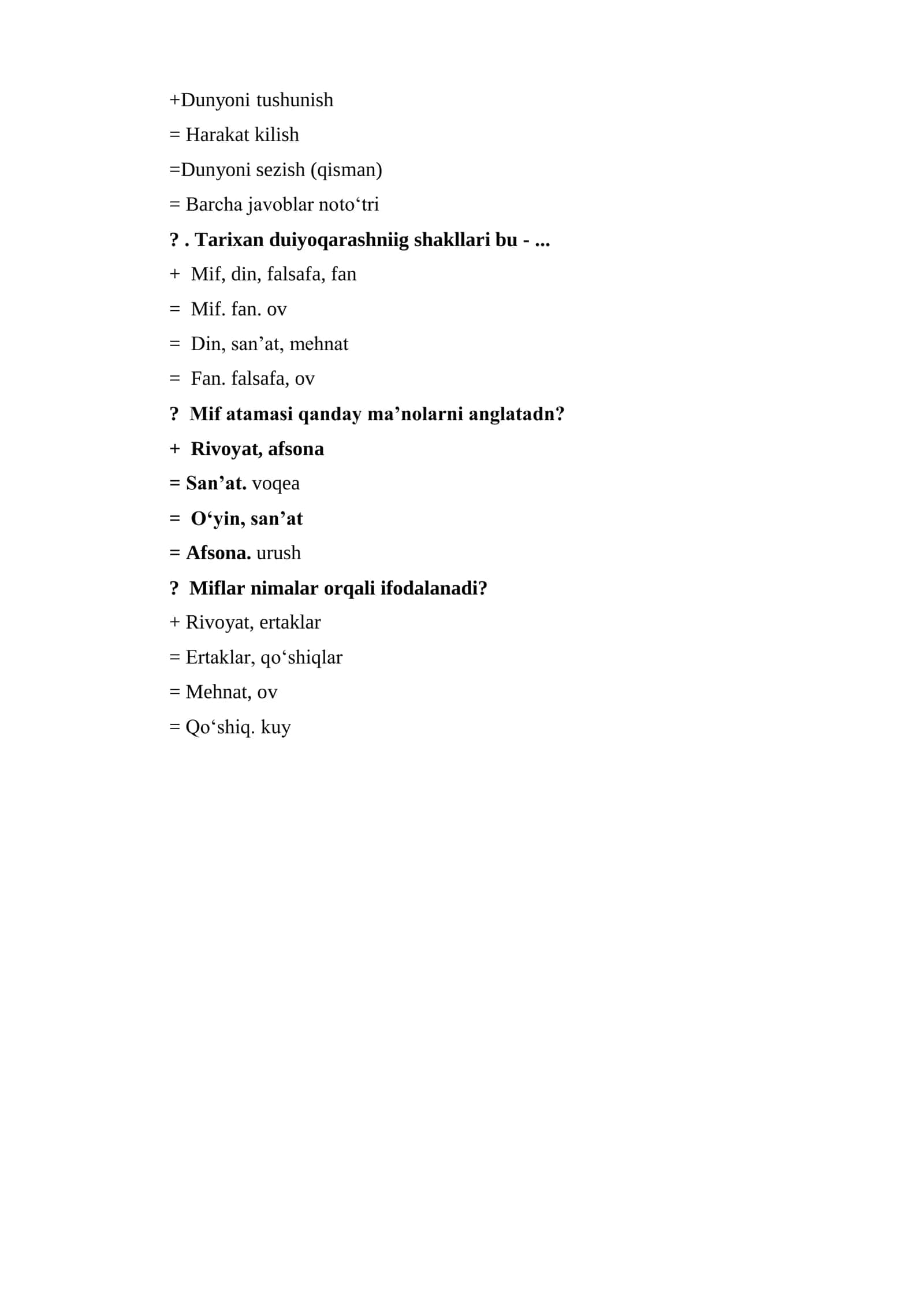 Falsafa fanidan test savollari 2