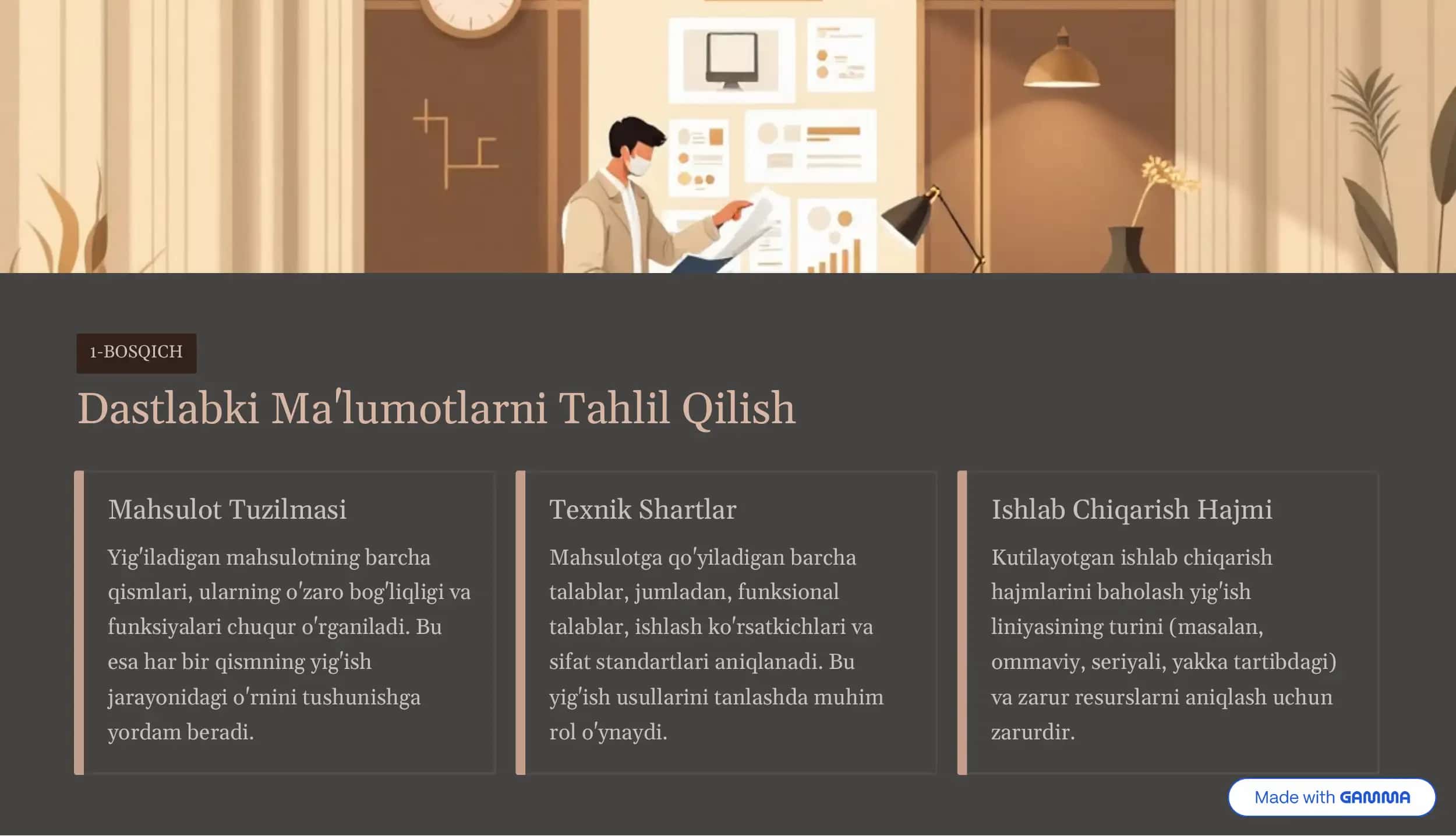 Yig'ish texnologik jarayonini loyihalash ketma-ketligi 2