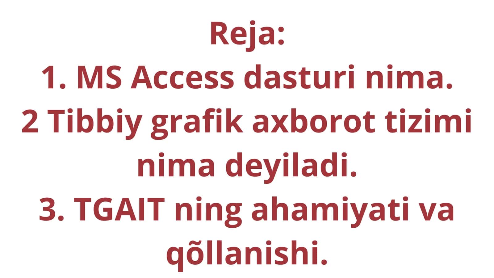 Tibbiyot grafik axborot tizimlari MS Access dasturiy taʼminotidan foydalanish 2