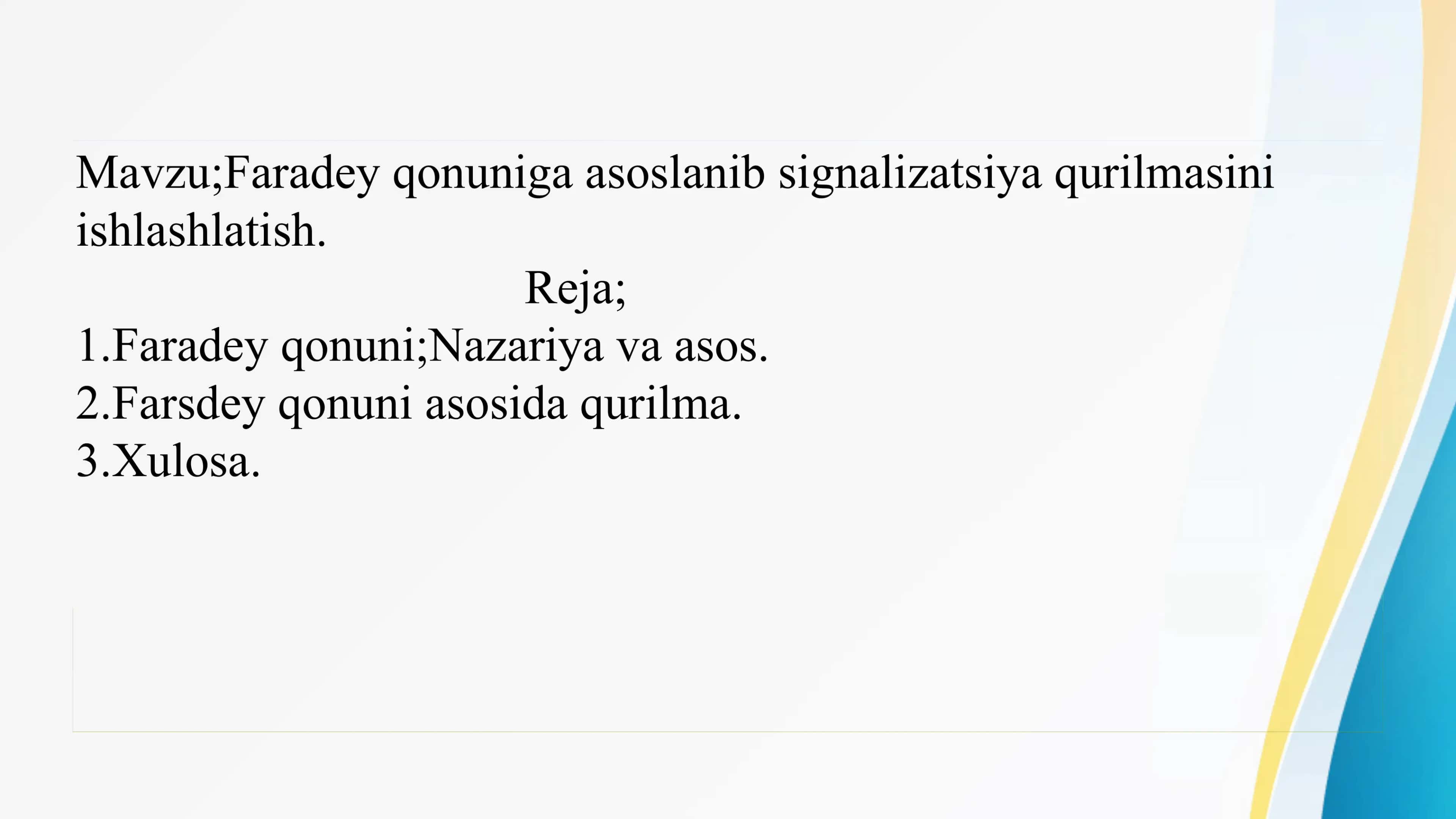 Faradey qonuniga asoslanib signalizatsiya qurilmasi 2