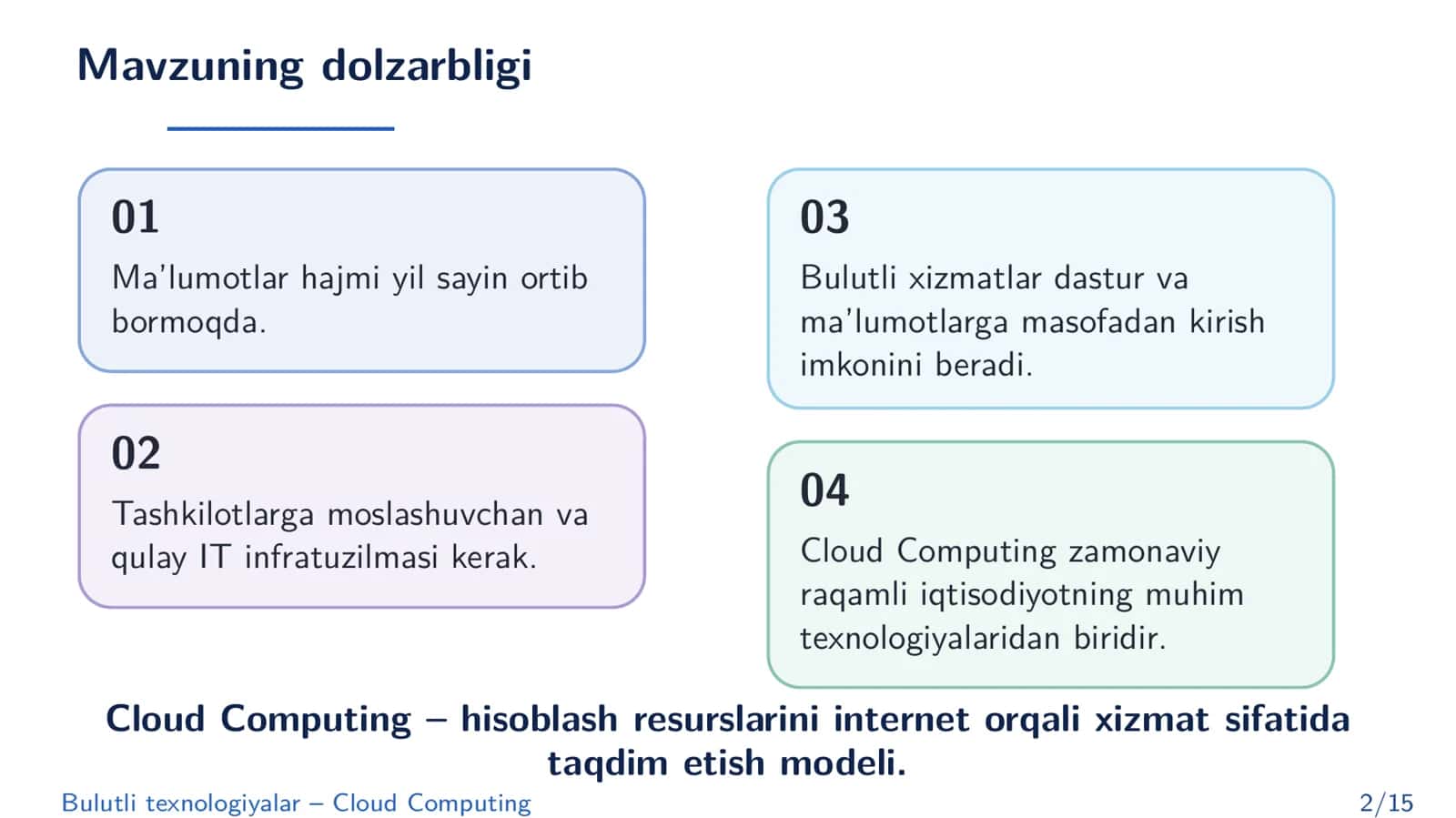 BULUTLI TEXNOLOGIYALAR (CLOUD COMPUTING) 2