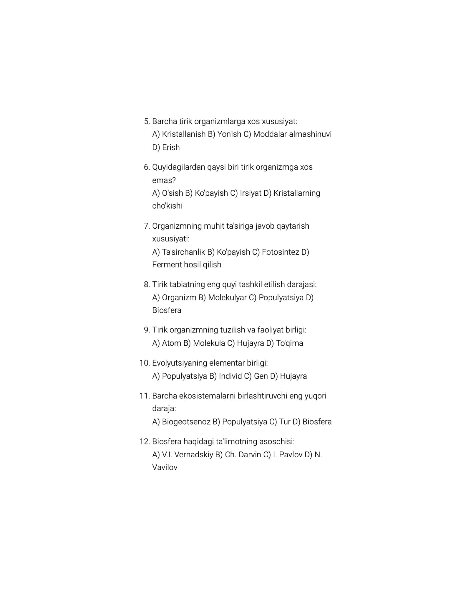 Biologiya — 10-sinf 2