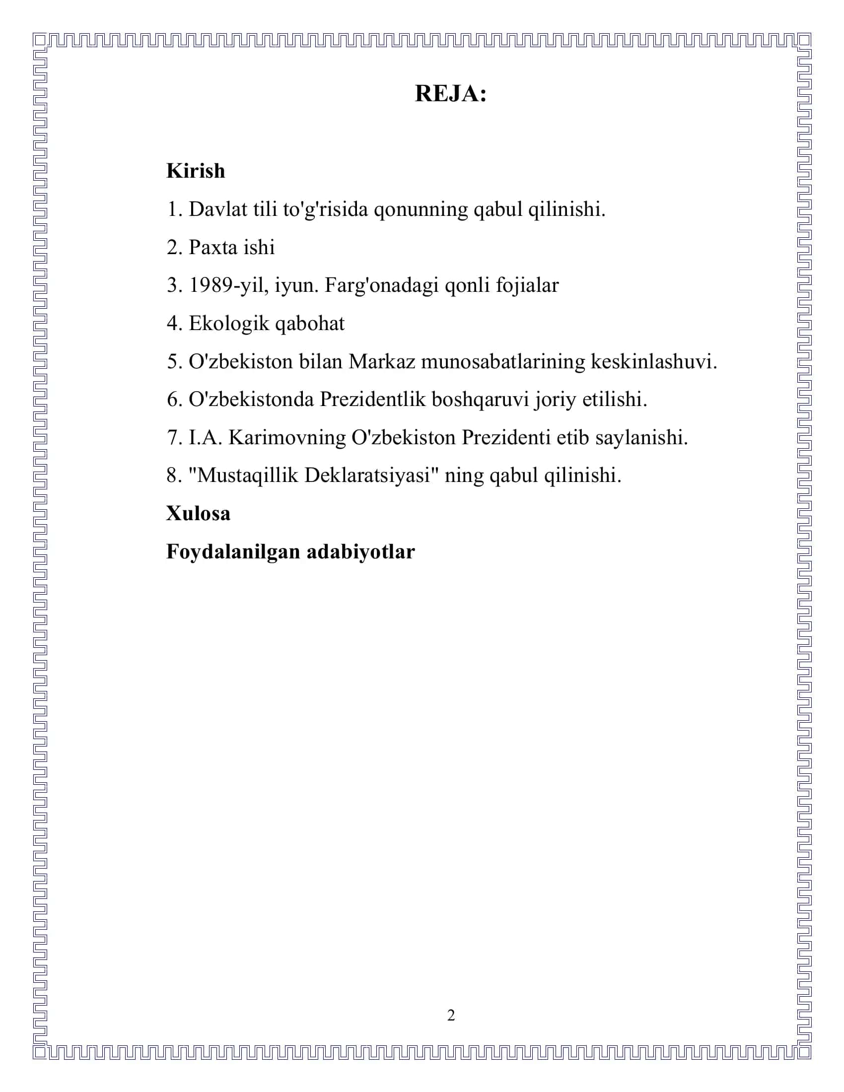 Mustaqillikka erishish arafasida O'zbekistondagi ijtimoiy-siyosiy jarayonlar 2