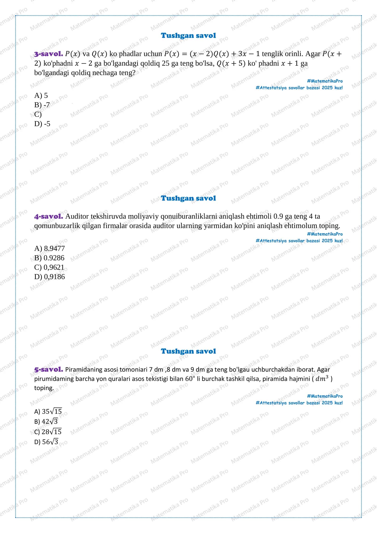 Test Matematika 2