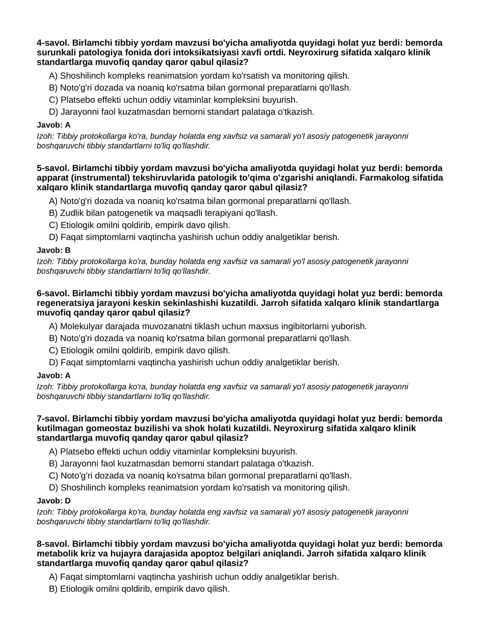 BIRLAMCHI TIBBIY YORDAM - 2-QISM 2
