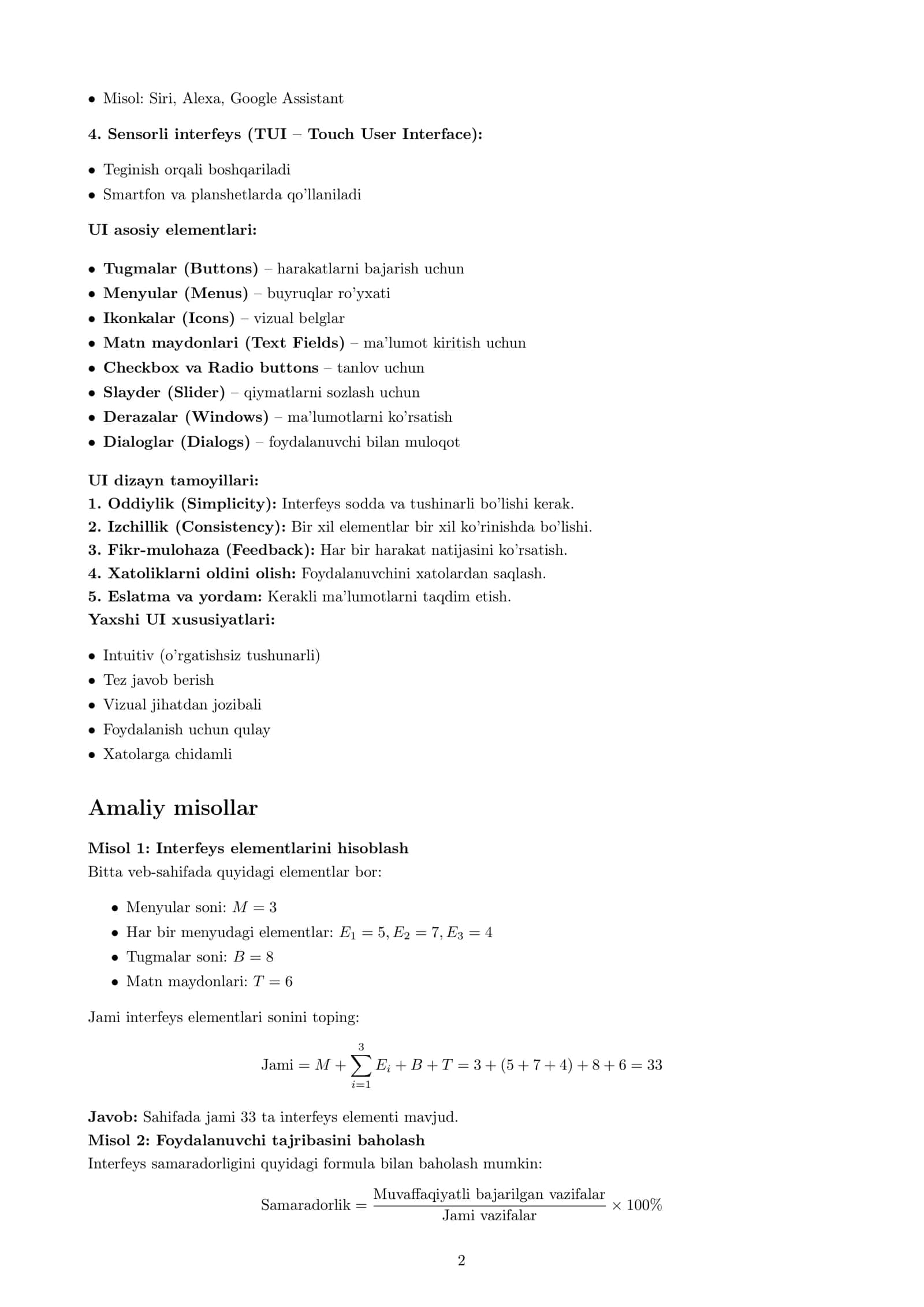 Foydalanuvchi interfeysi (Dars ishlanmasi) 2
