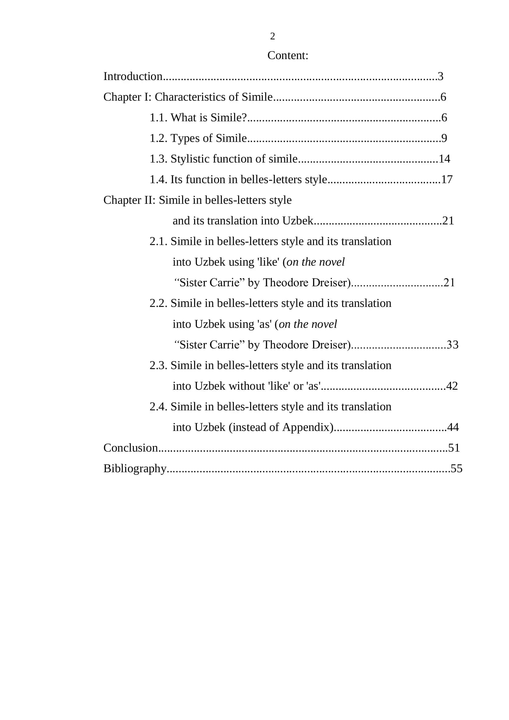 Bitiruv Malakaviy ishi: "Simile in belles-letters style and its translation into Uzbek" 2