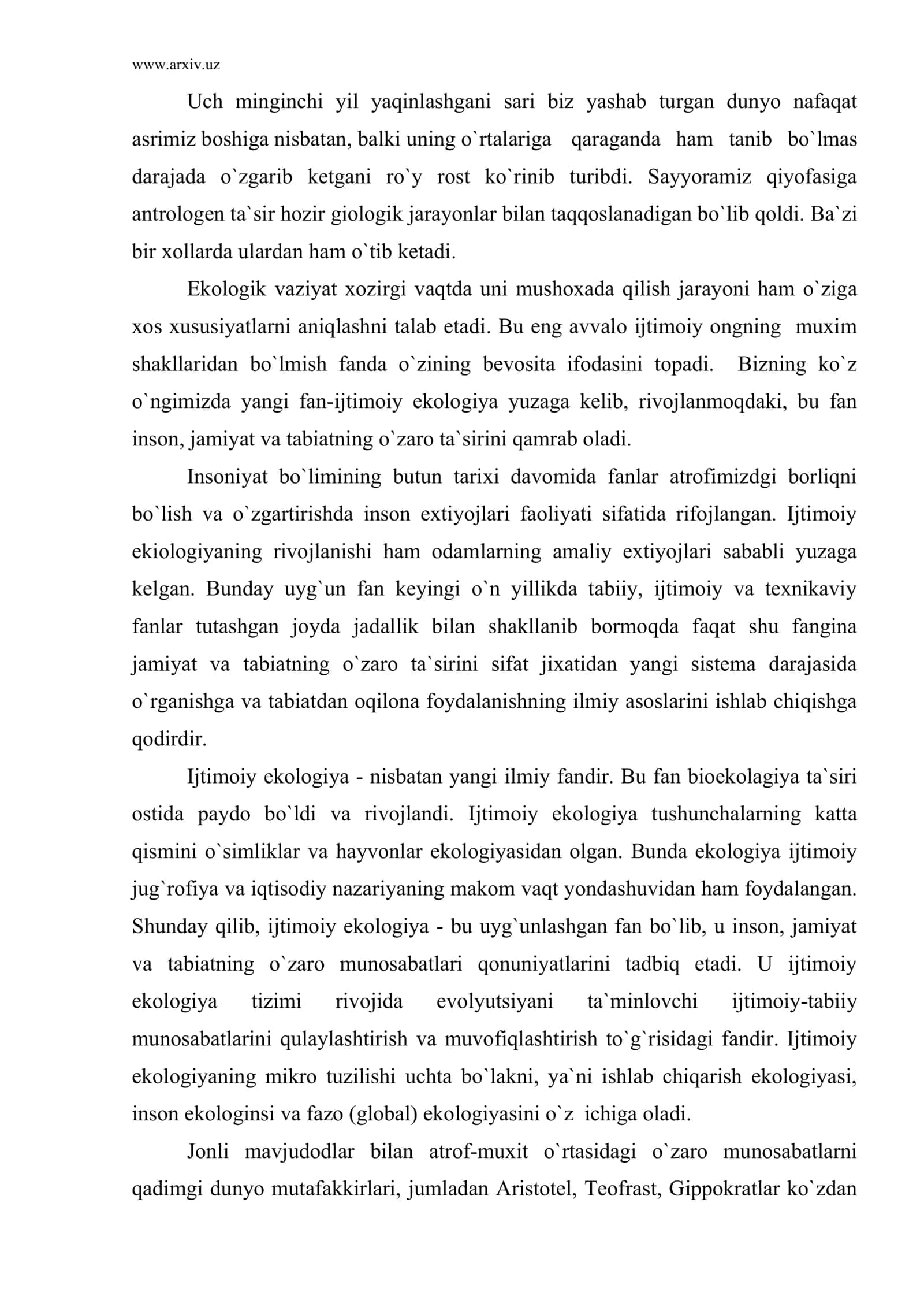 Ijtimoiy ekologiya fanining vazifalari va predmeti 2
