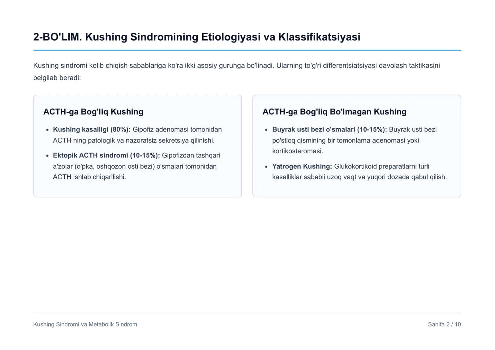 ENDOKRINOLOGIYA VA METABOLIK KASALLIKLAR BO'YICHA REFERAT 2