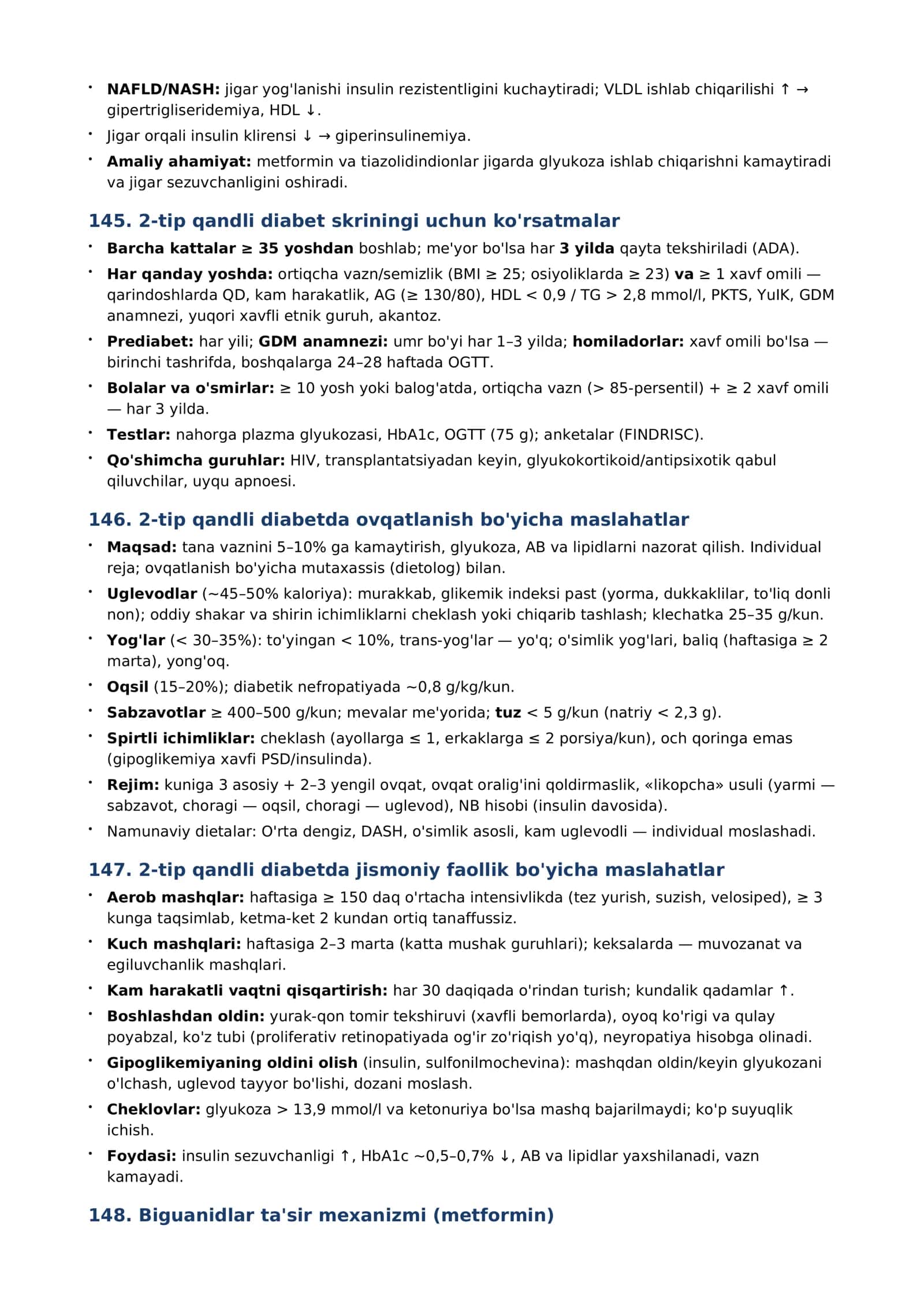 XVII. 2-TIP QANDLI DIABET: imtihon savollariga javoblar 2