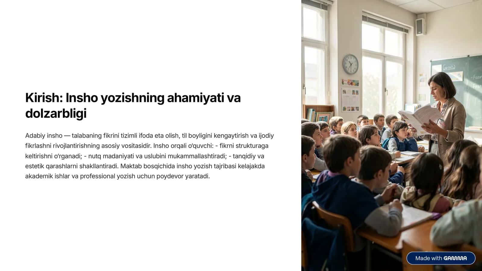Ona tili darslarida adabiy insho yozishni rivojlantirish metodikasi 2