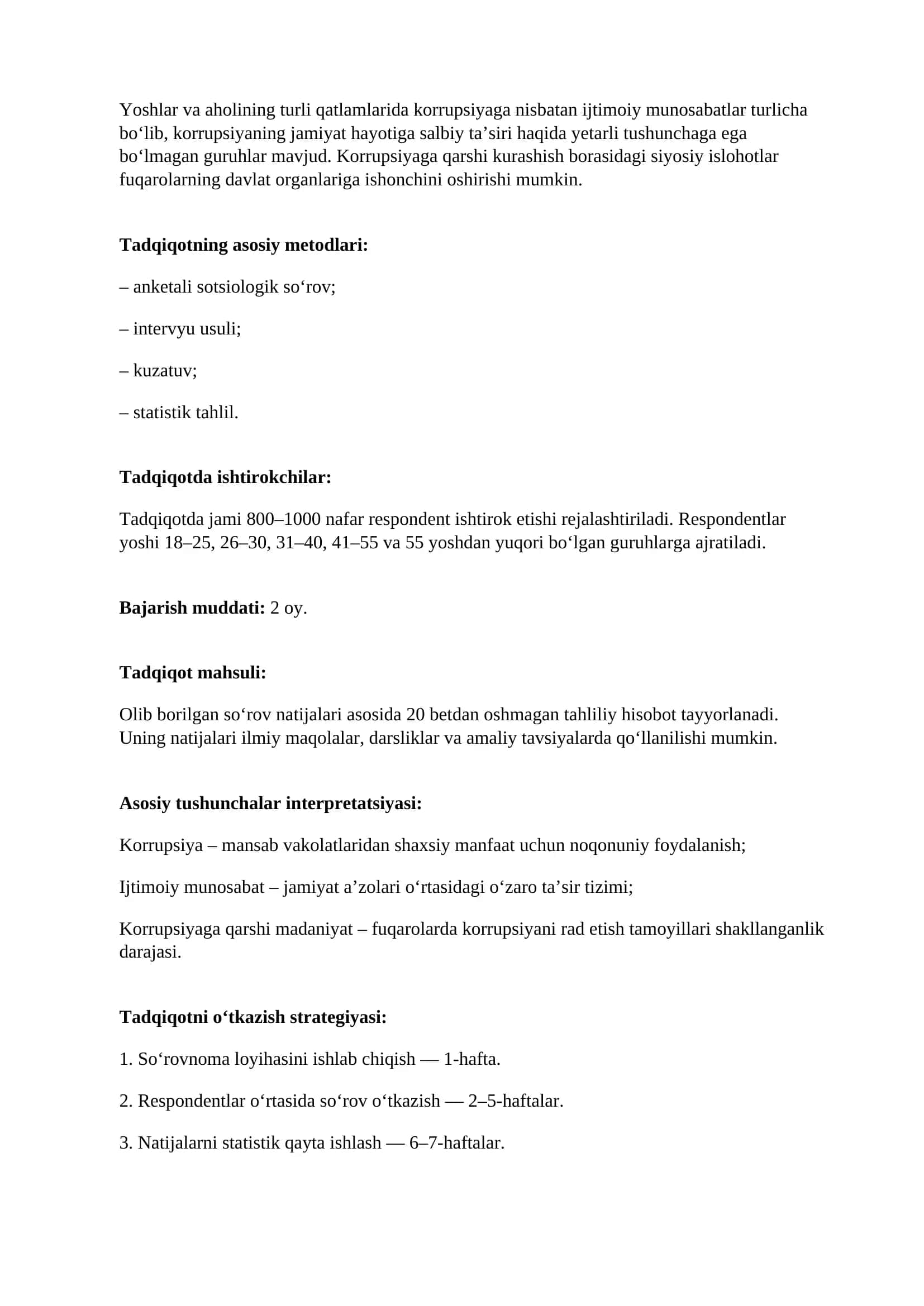 "JAMIYATDA KORRUPSIYAGA NISBATAN IJTIMOIY MUNOSABATLAR TAHLILI" 2
