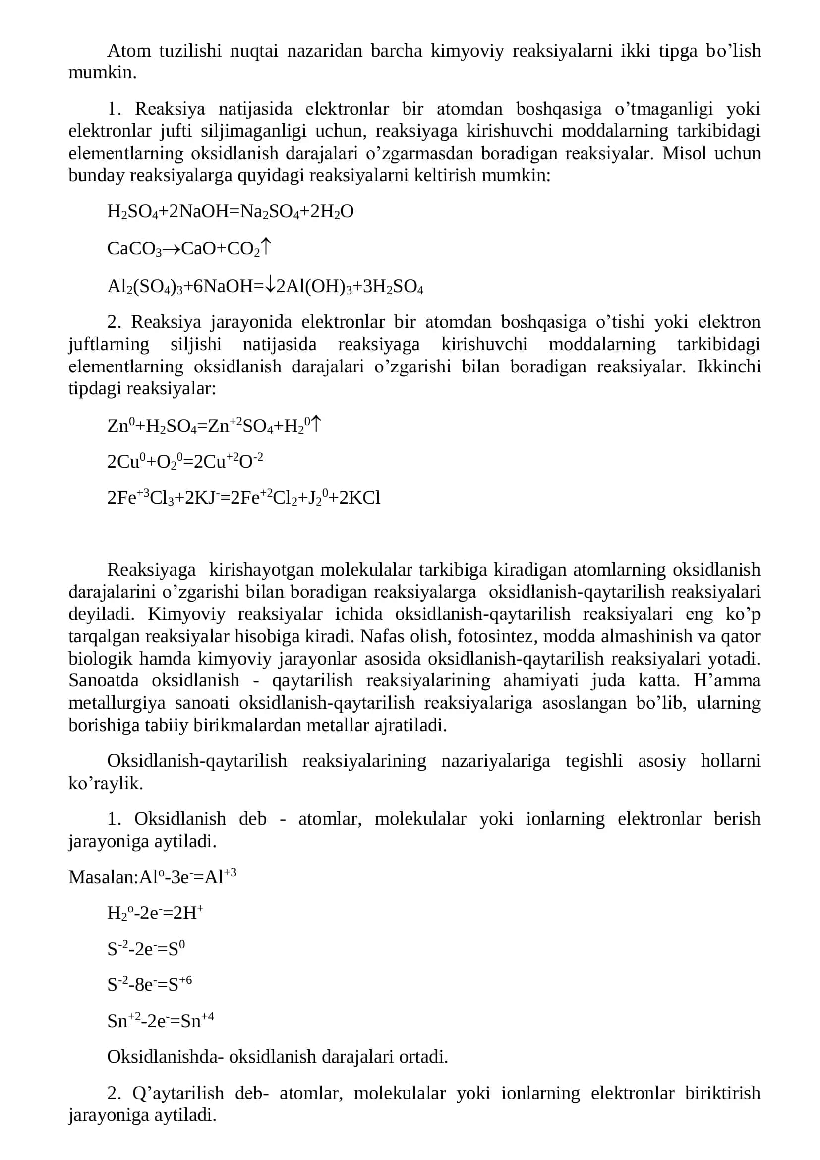 oksidlanish qaytarilish 2