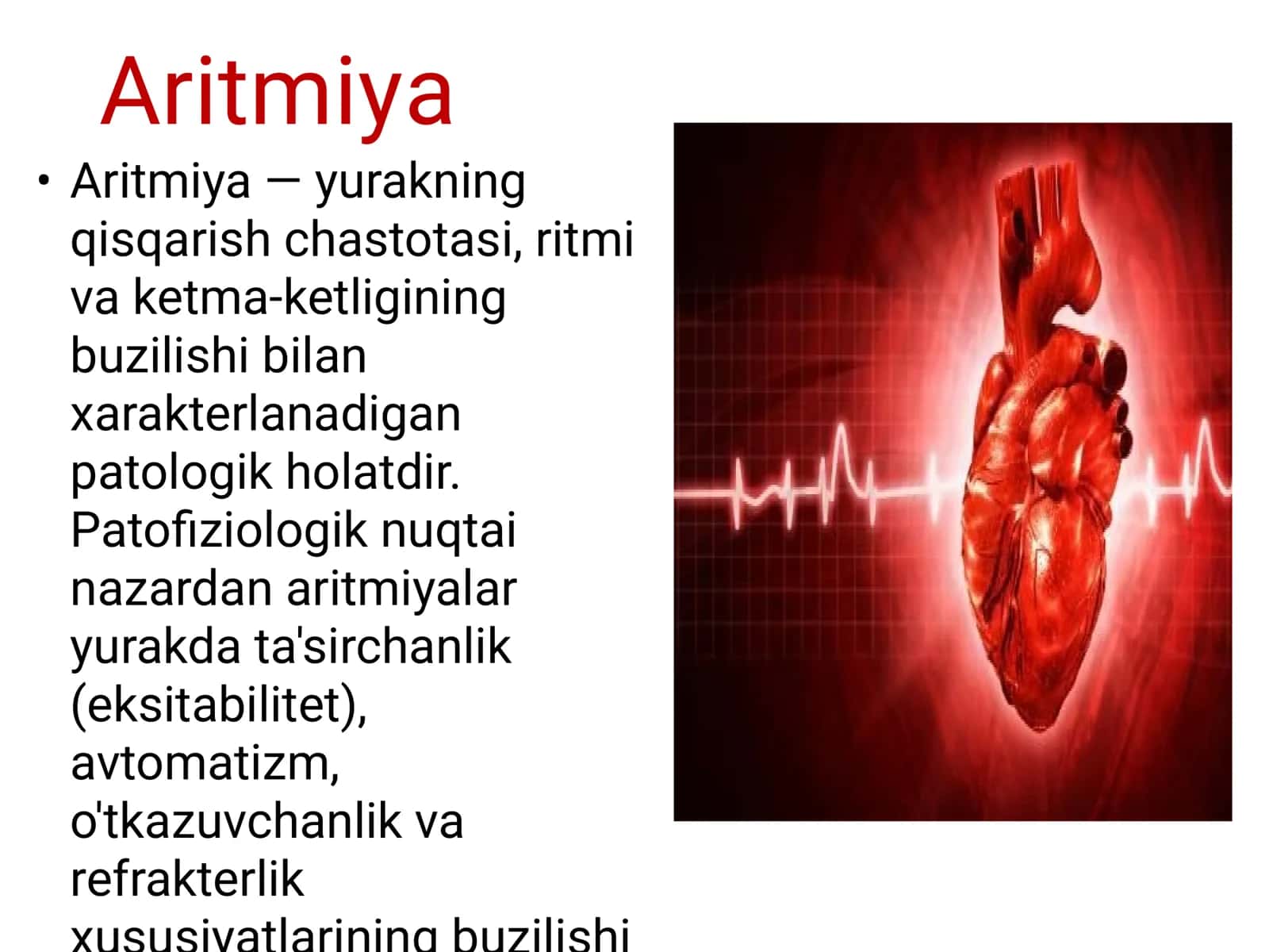 Aritmiyalar. Yurak qoʻzg'aluvchanlik funksiyasini buzilishi. Ekstrasistoliy turlari. Paroksizmal va xilpillovchi aritmiyalar, bolalardagi xususiyatlari 2