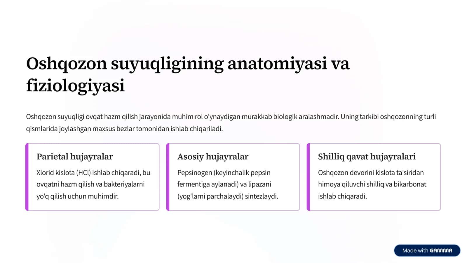 Oshqozon suyuqligi tashxisining klinik ahamiyati 2