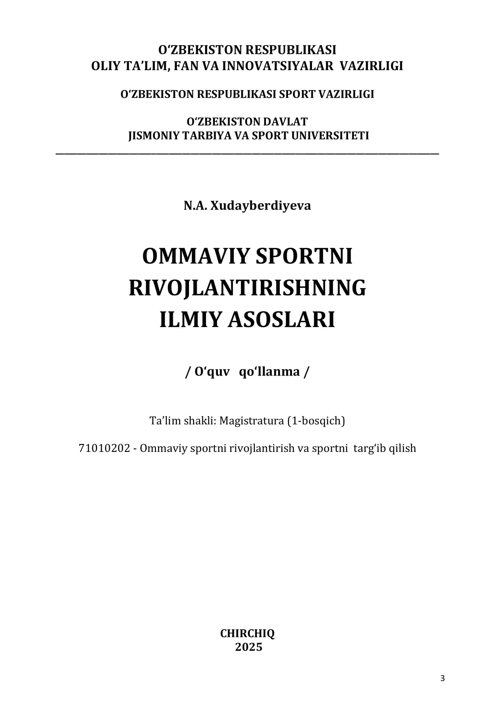 Ommaviy sportni RIVOJLANTIRISHNING ILMIY ASOSLARI 2