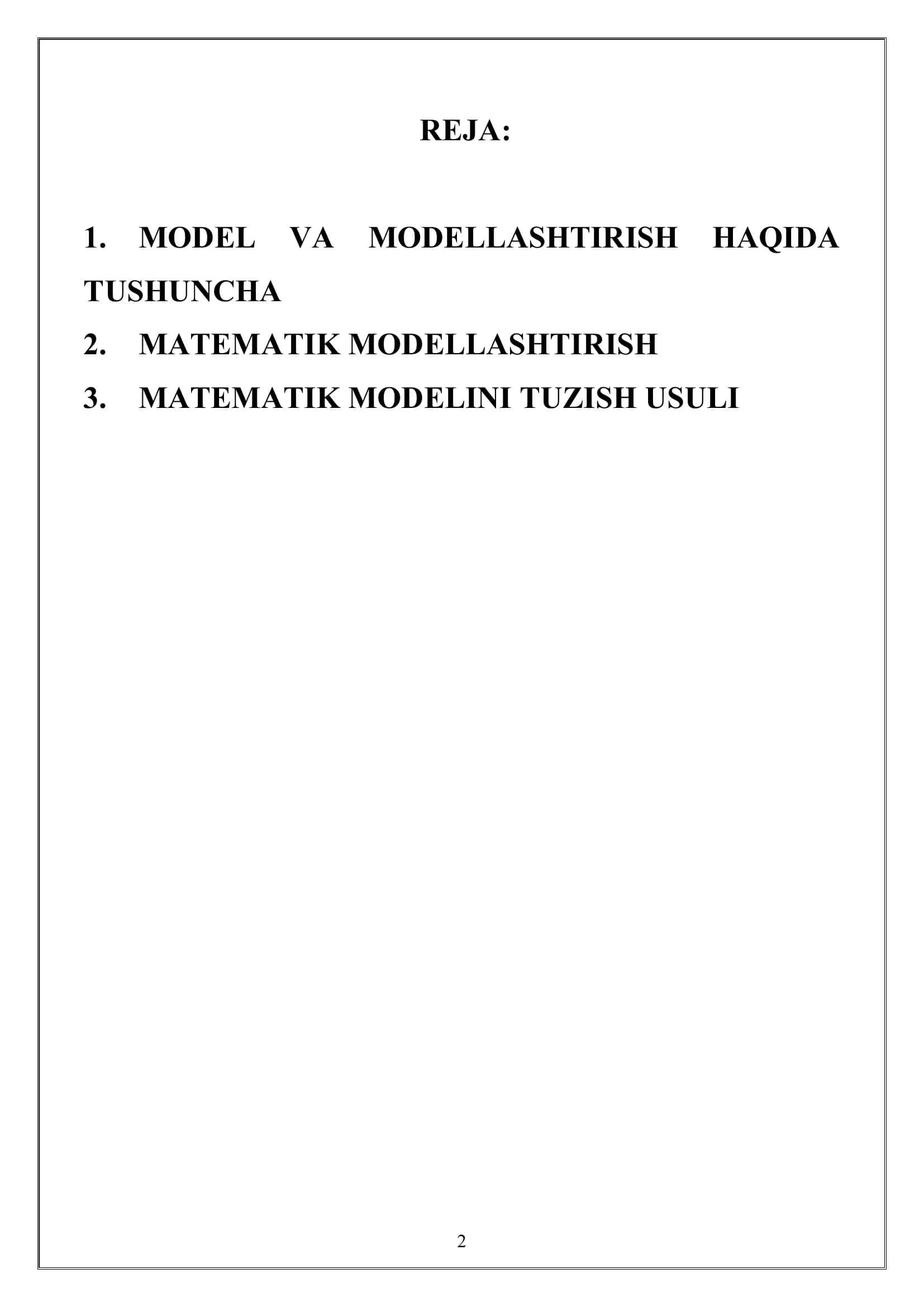 Matematik modellashtirish 2