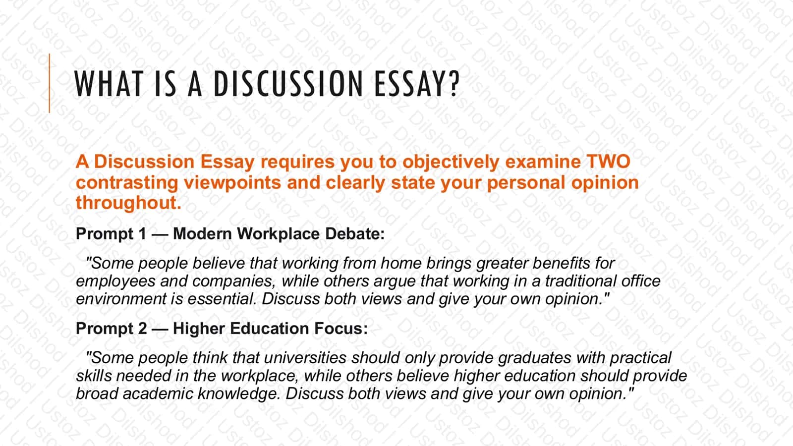 IELTS WRITING TASK 2: DISCUSSION ESSAY 2