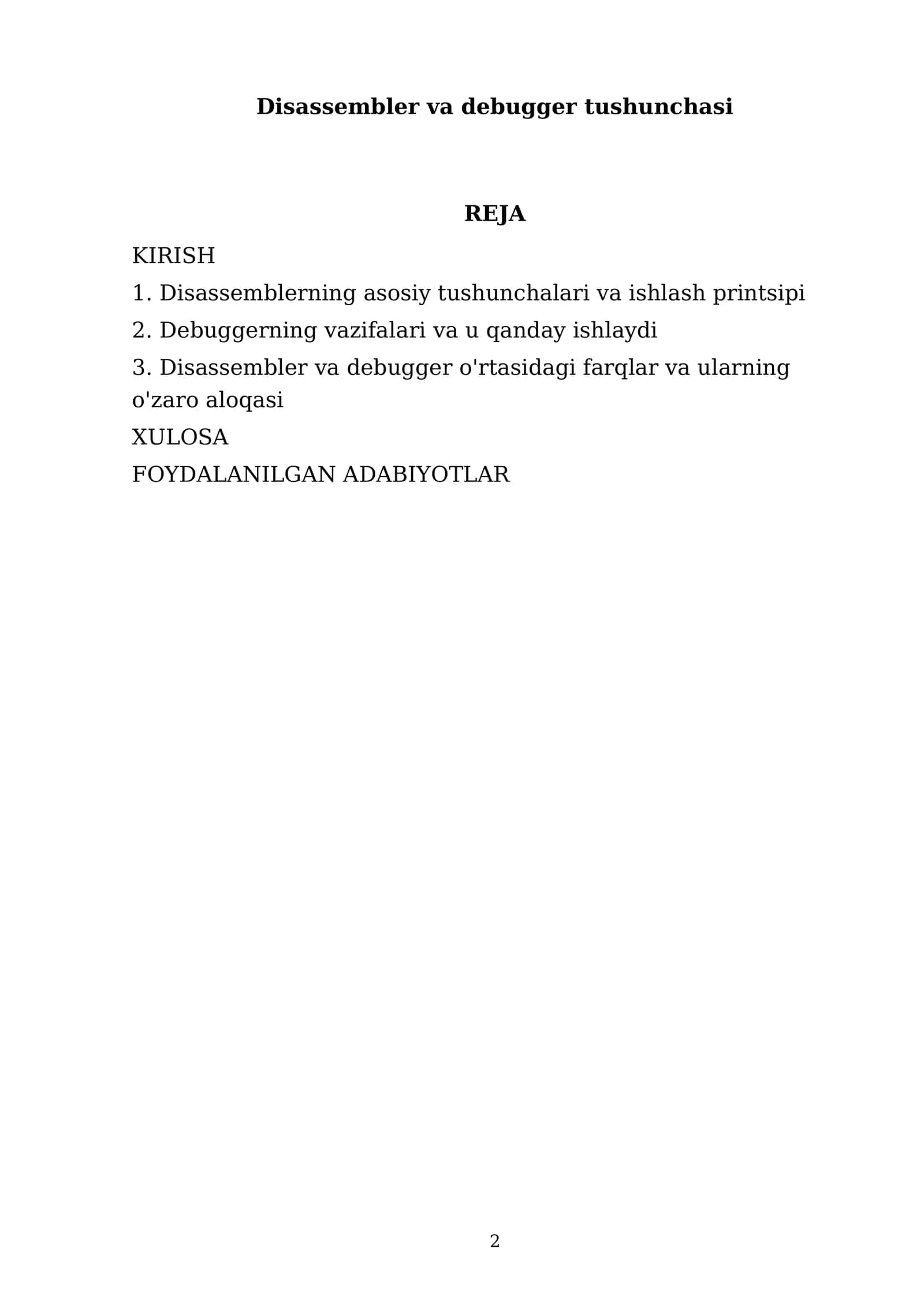 Disassembler va debugger tushunchasi 2