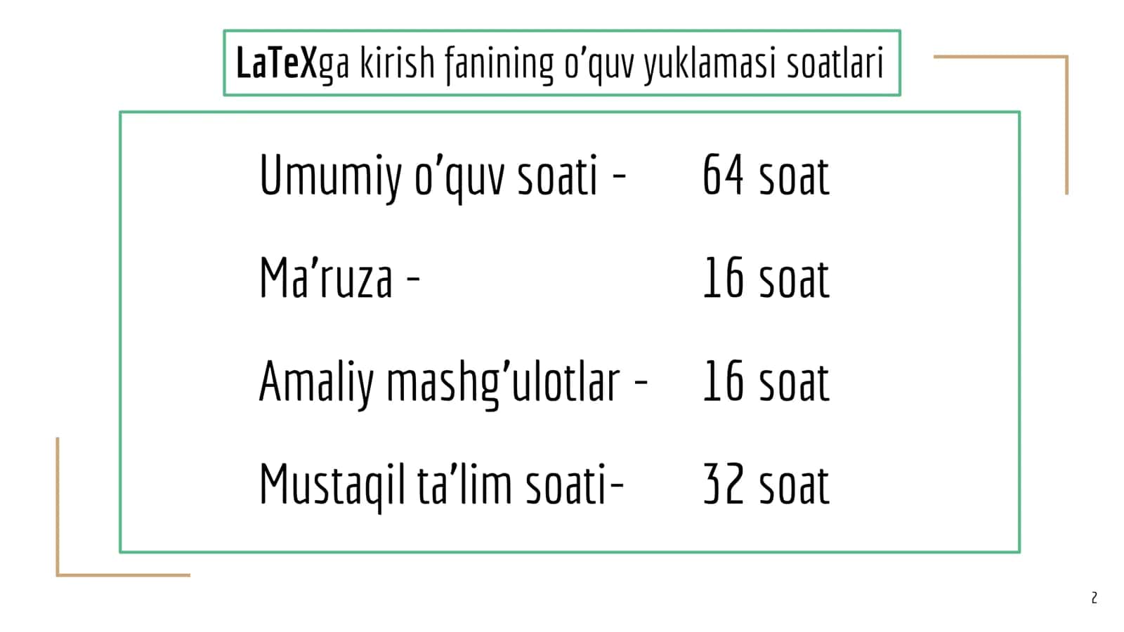 LaTeXga kirish 2