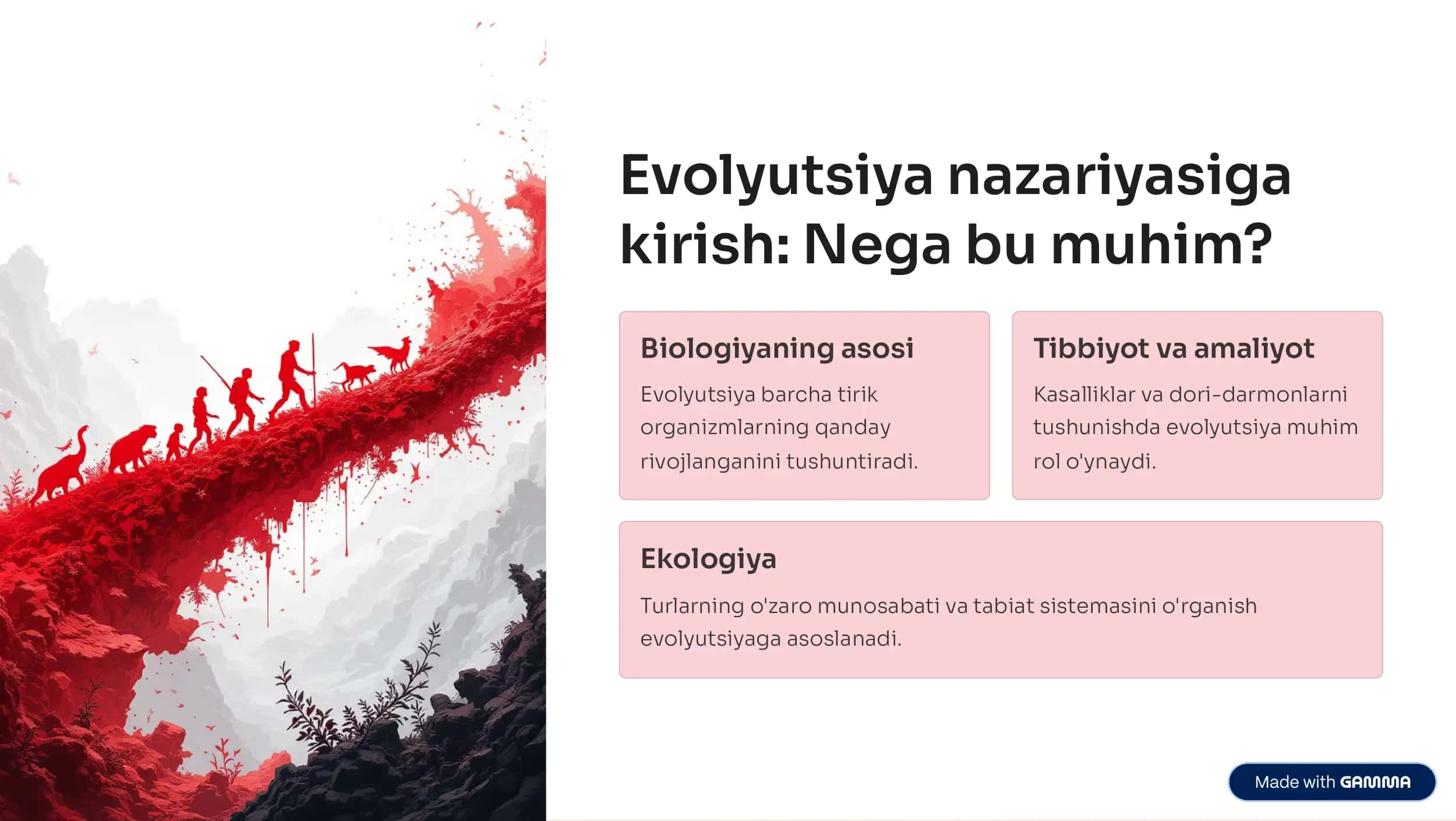 Evolyutsiya nazariyasi. Ch. Darvin va boshqa 
olimlarning evolyutsiyaga 
doir asarlarini o'rganish 2