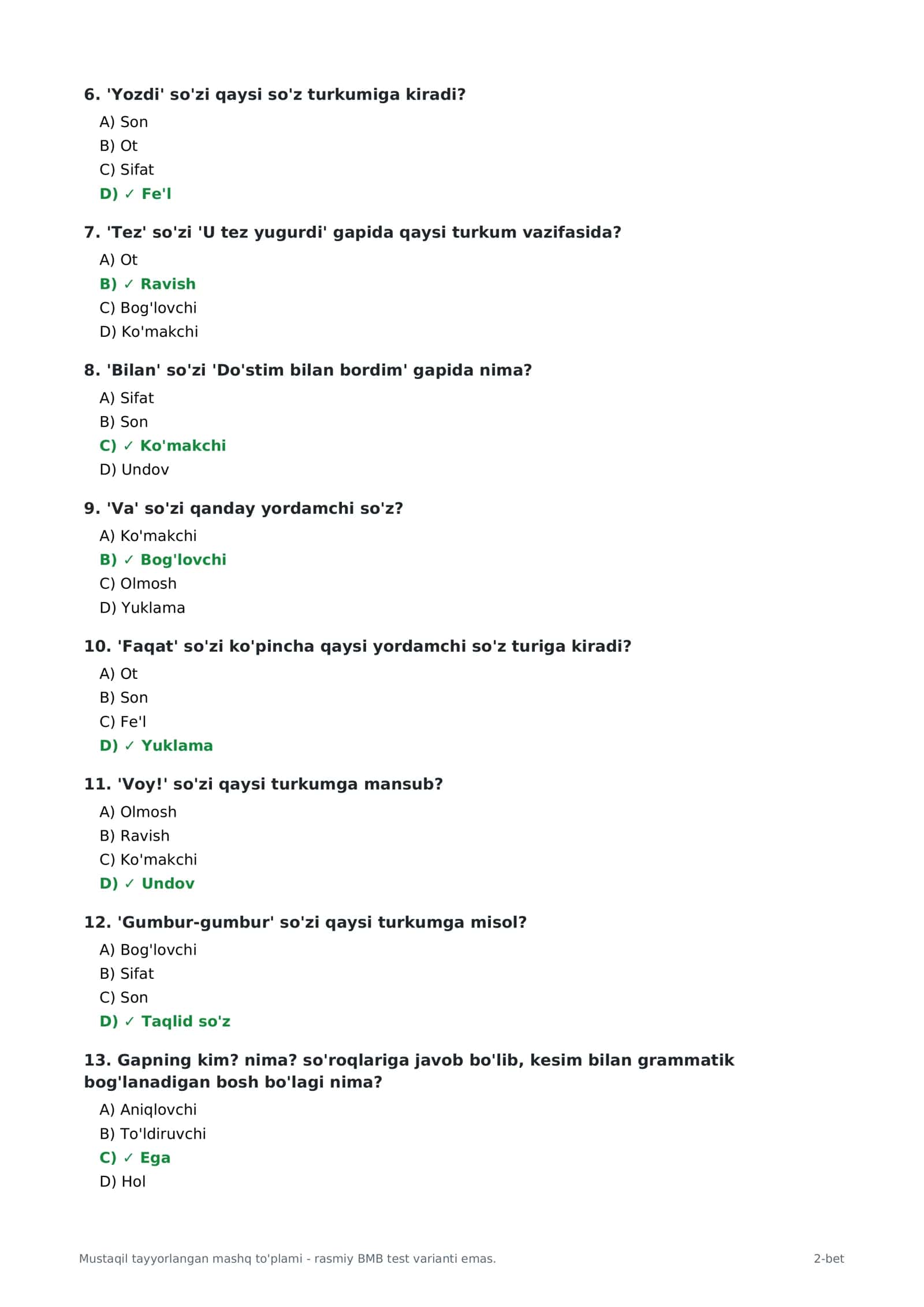 🔥 ONA TILI FANIDAN MILLIY SERTIFIKATGA TAYYORLOV | 60 TA TEST + TO‘G‘RI JAVOBLAR | 2026 ✍️ 2