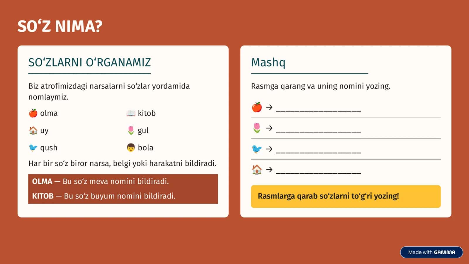 1-SINF ONA TILI soʻz va uning maʼnosi 2