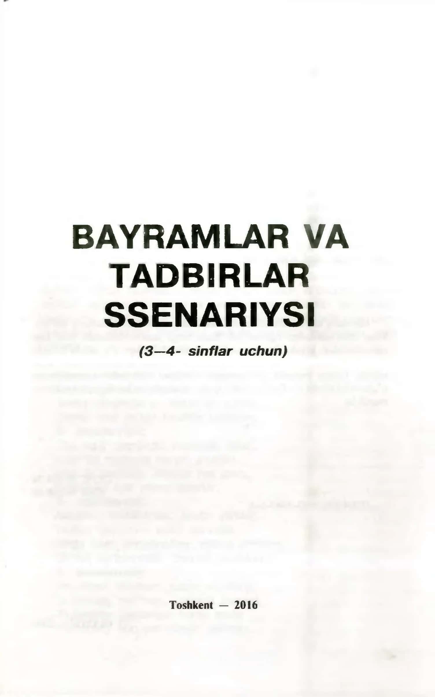 Bayramlar va tadbirlar ssenariysi (3-4-sinflar uchun) 2