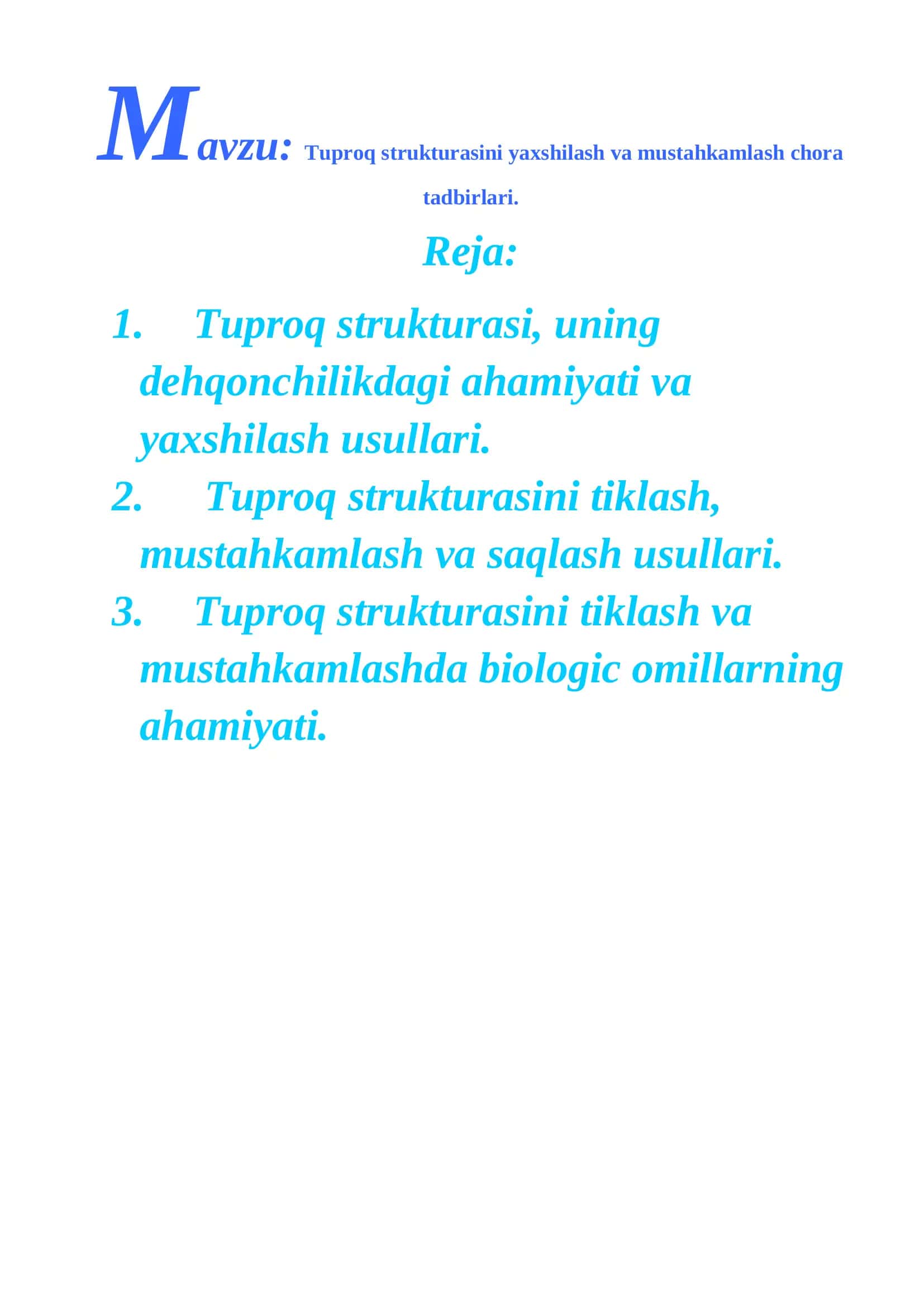 Tuproq strukturasini yaxshilash va mustahkamlash 2