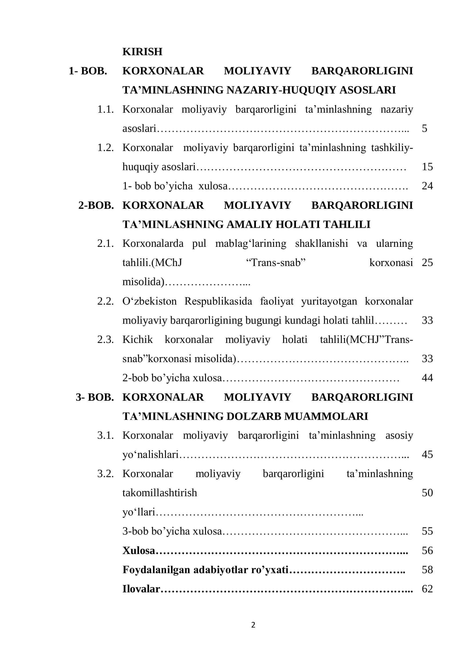 KORXONALAR MOLIYAVIY BARQARORLIGINI TA’MINLASHNING DOLZARB MUAMMOLARI 2