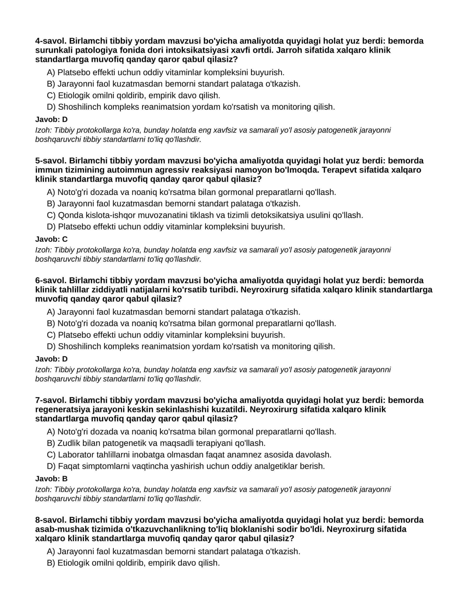 BIRLAMCHI TIBBIY YORDAM - 3-QISM 2