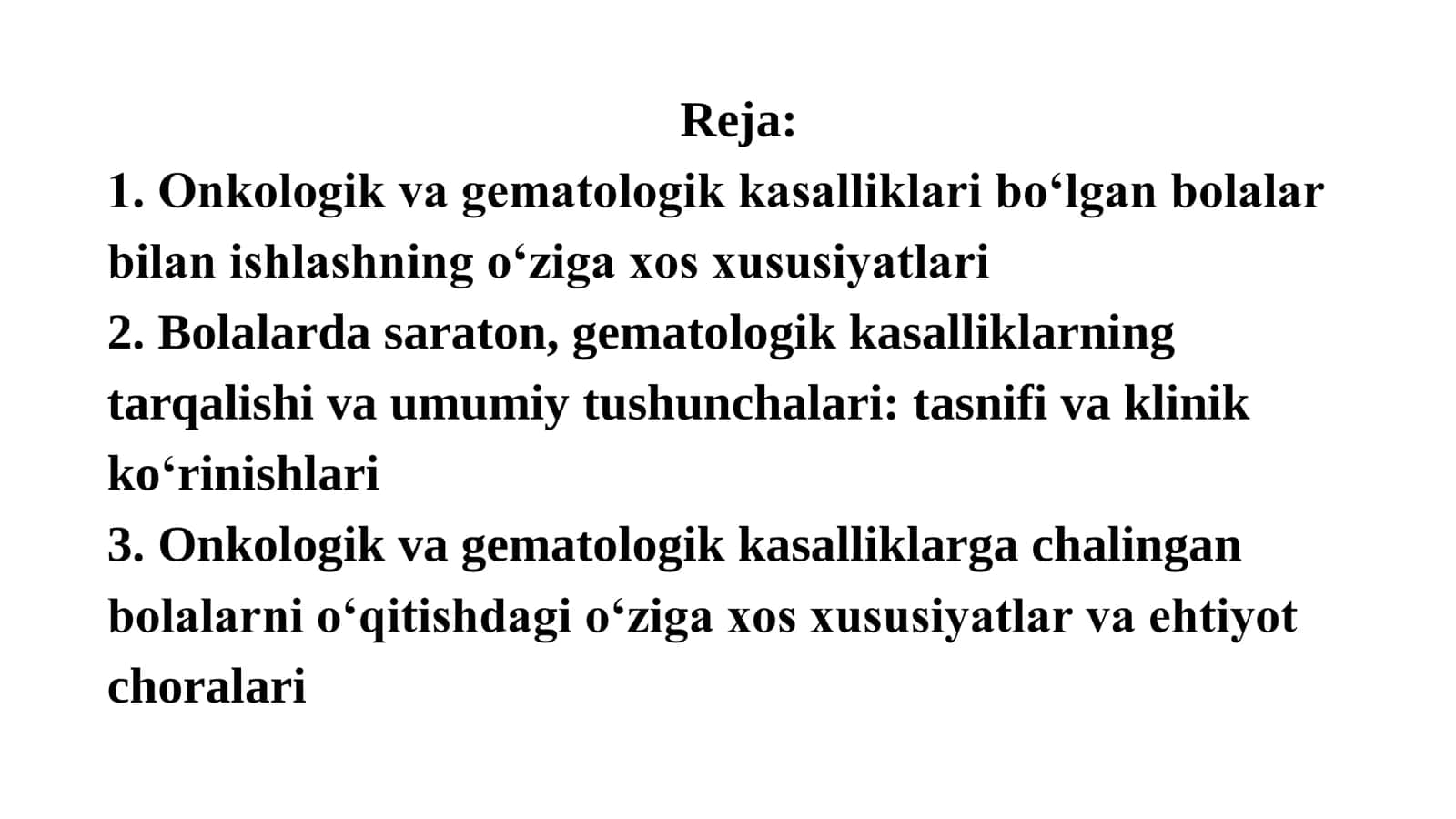 Onkologik va gematologik kasalliklari bilan ishlash 2