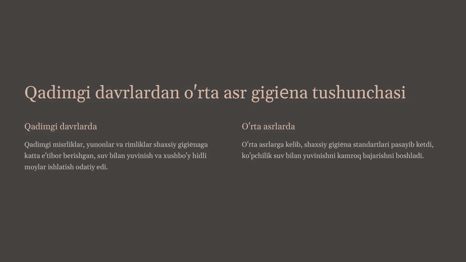 O'rta asr shaxsiy gigiyenasi 2