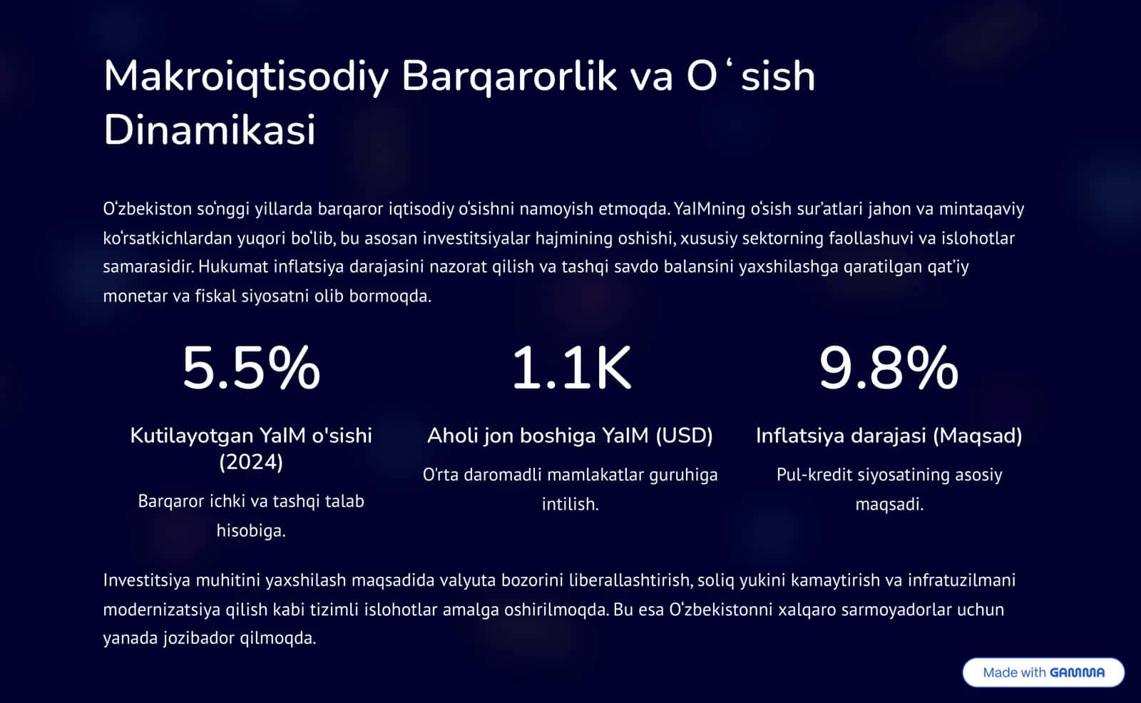 O»zbekiston Iqtisodiyoti: Tahlil va Istiqbollar 2