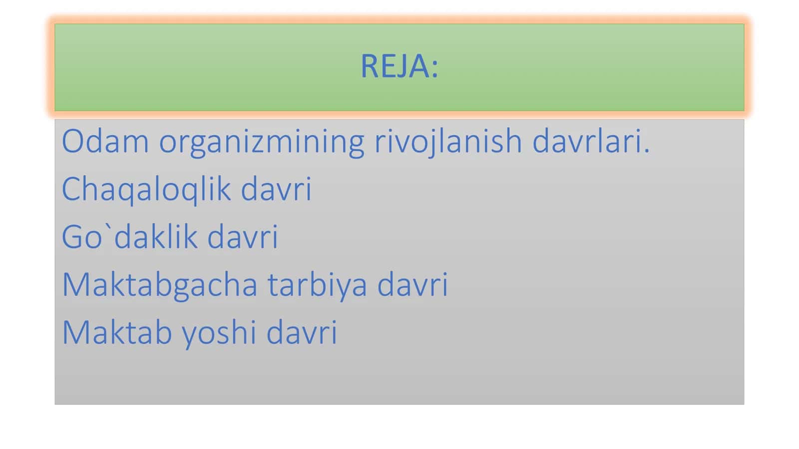 8-Sinf Biologiya: “Bolaning O‘sishi va Rivojlanishi” Taqdimot 2