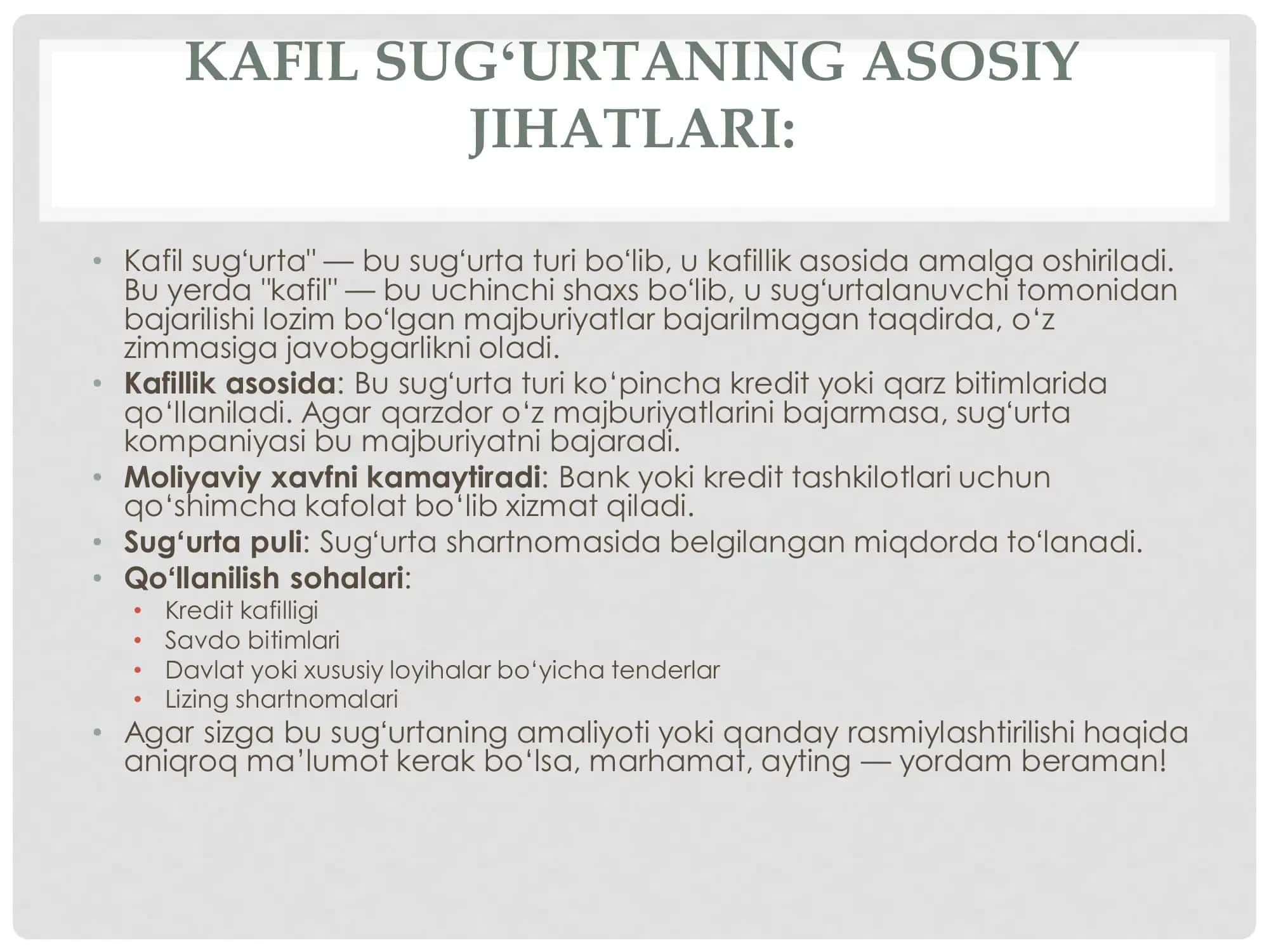 KAFIL SUGʻURTA 2