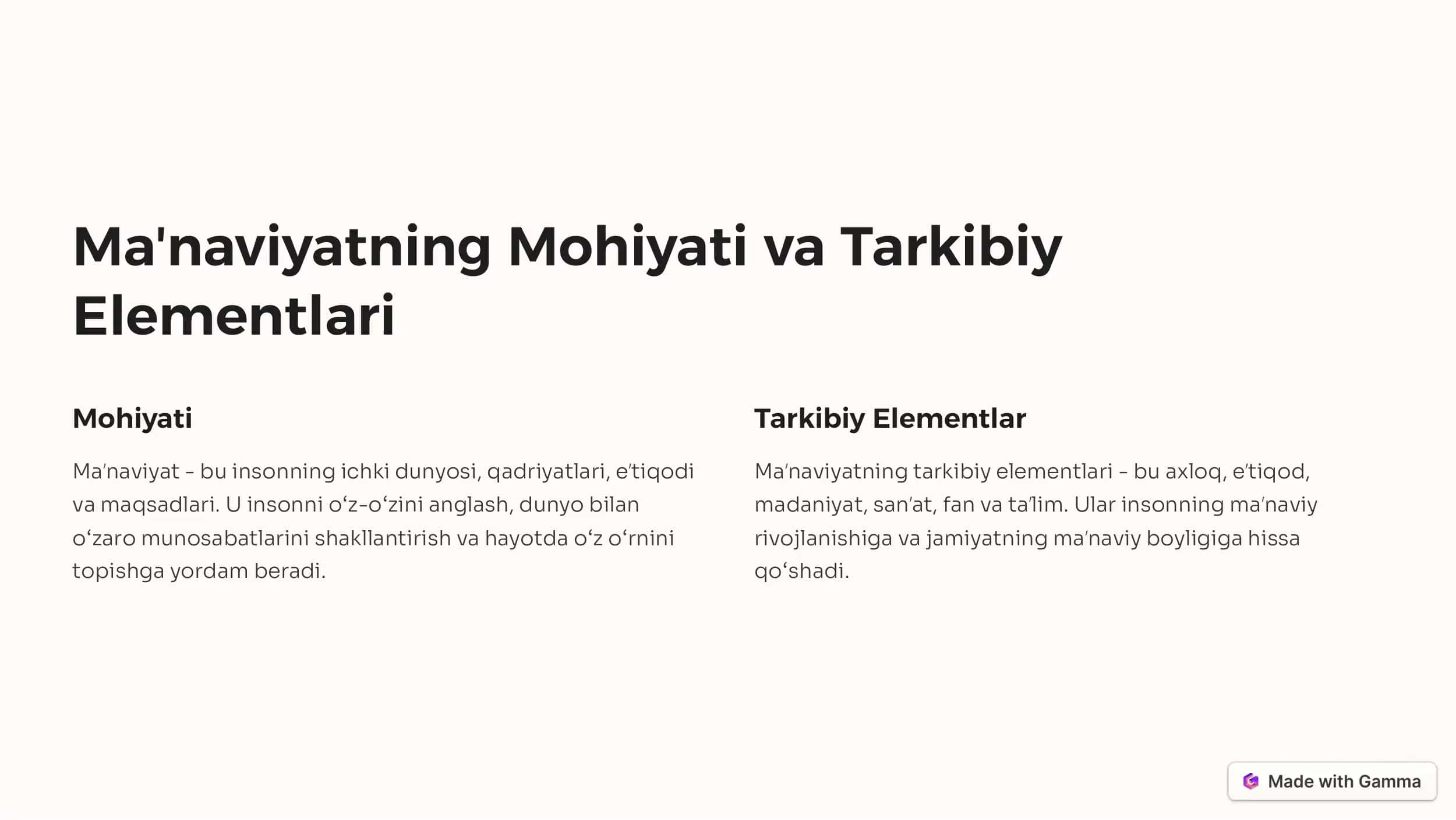 Maʼnaviyatning Rivojlanish 2