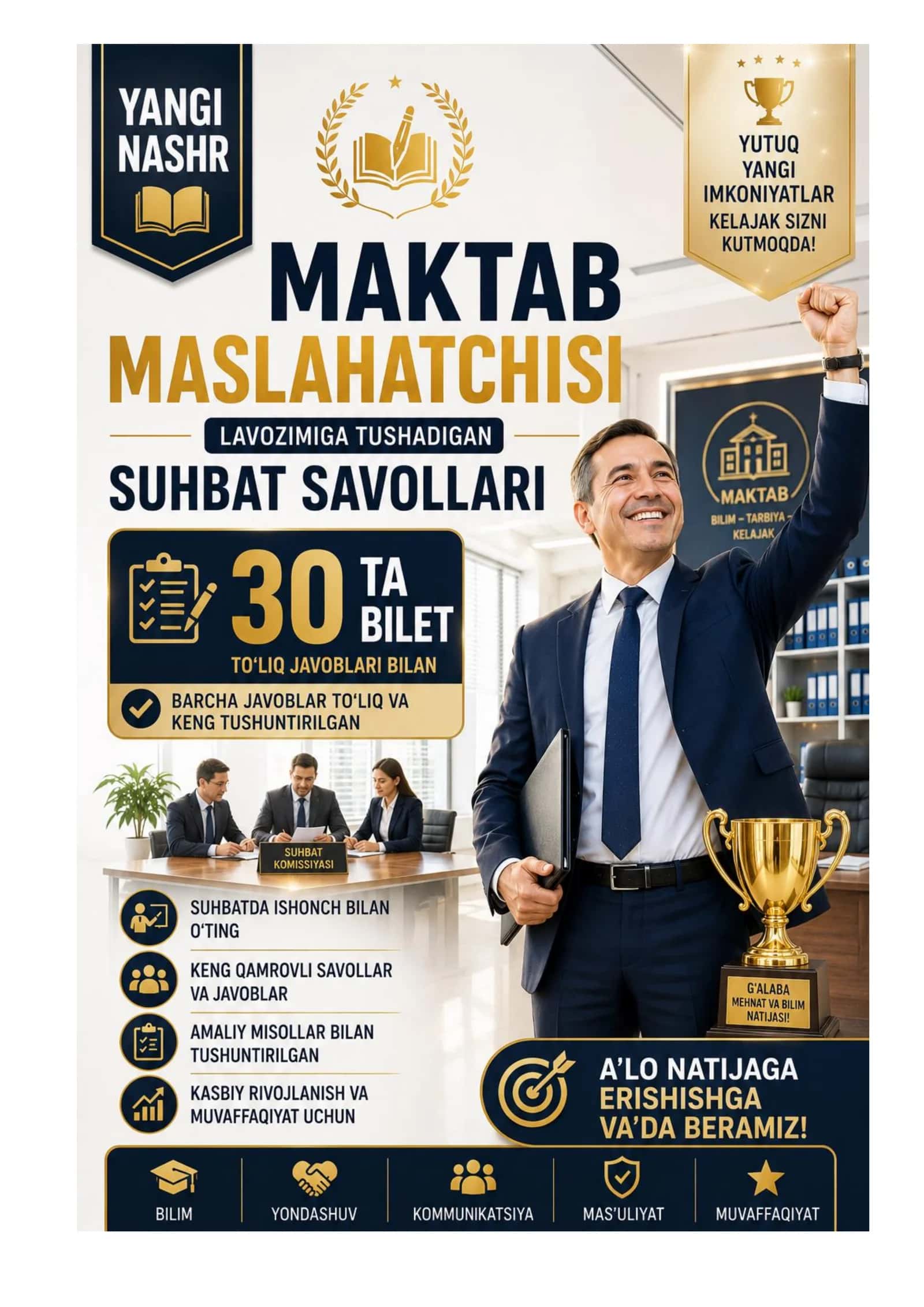 MAKTAB MASLAHATCHISI LAVOZIMIGA ISHGA KIRISH BILETLARI 2