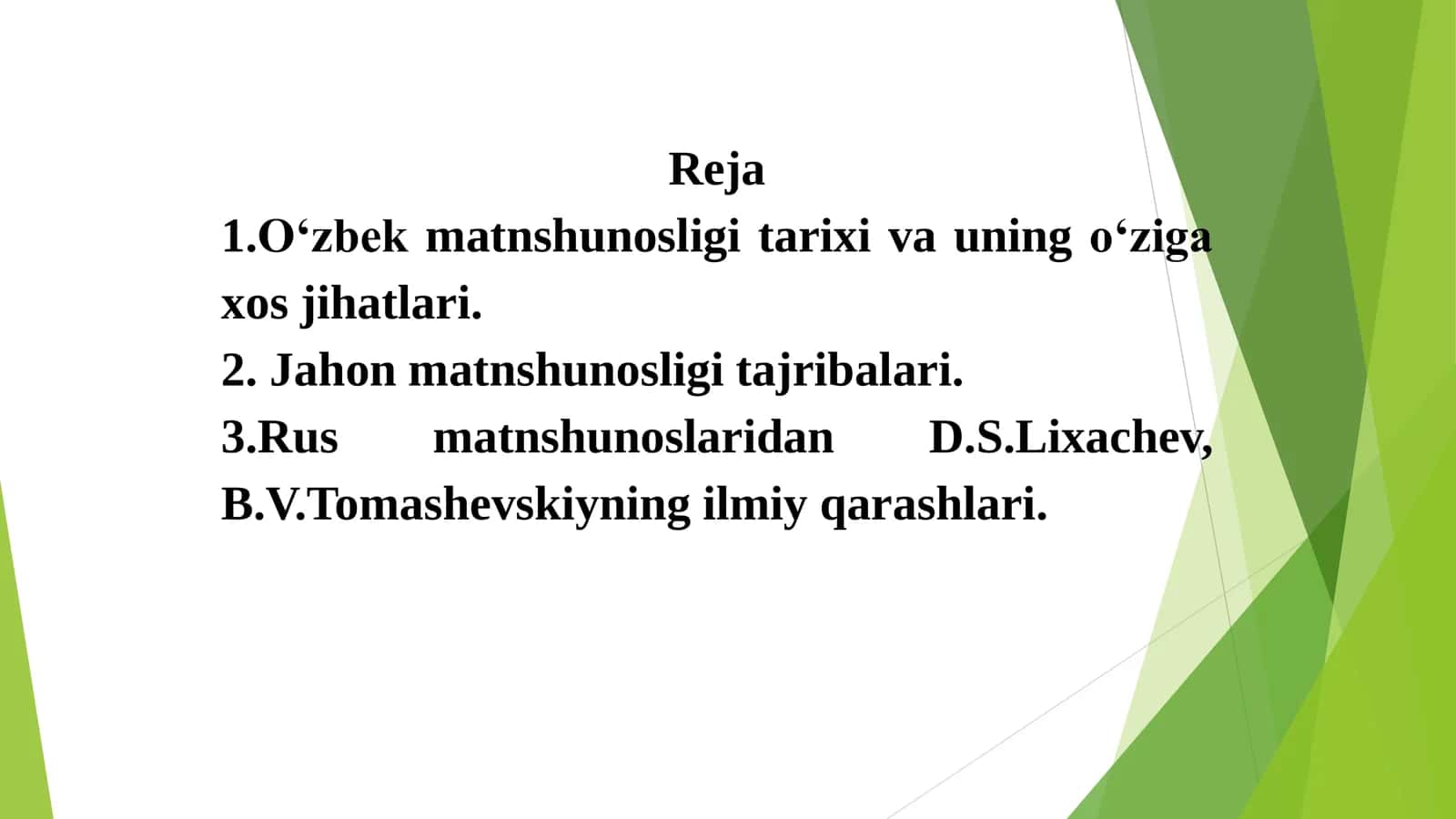 Matnshunoslik fanining predmeti, maqsad va vazifalari; O‘zbek matnshunosligining rivojlanish bosqichlari 2
