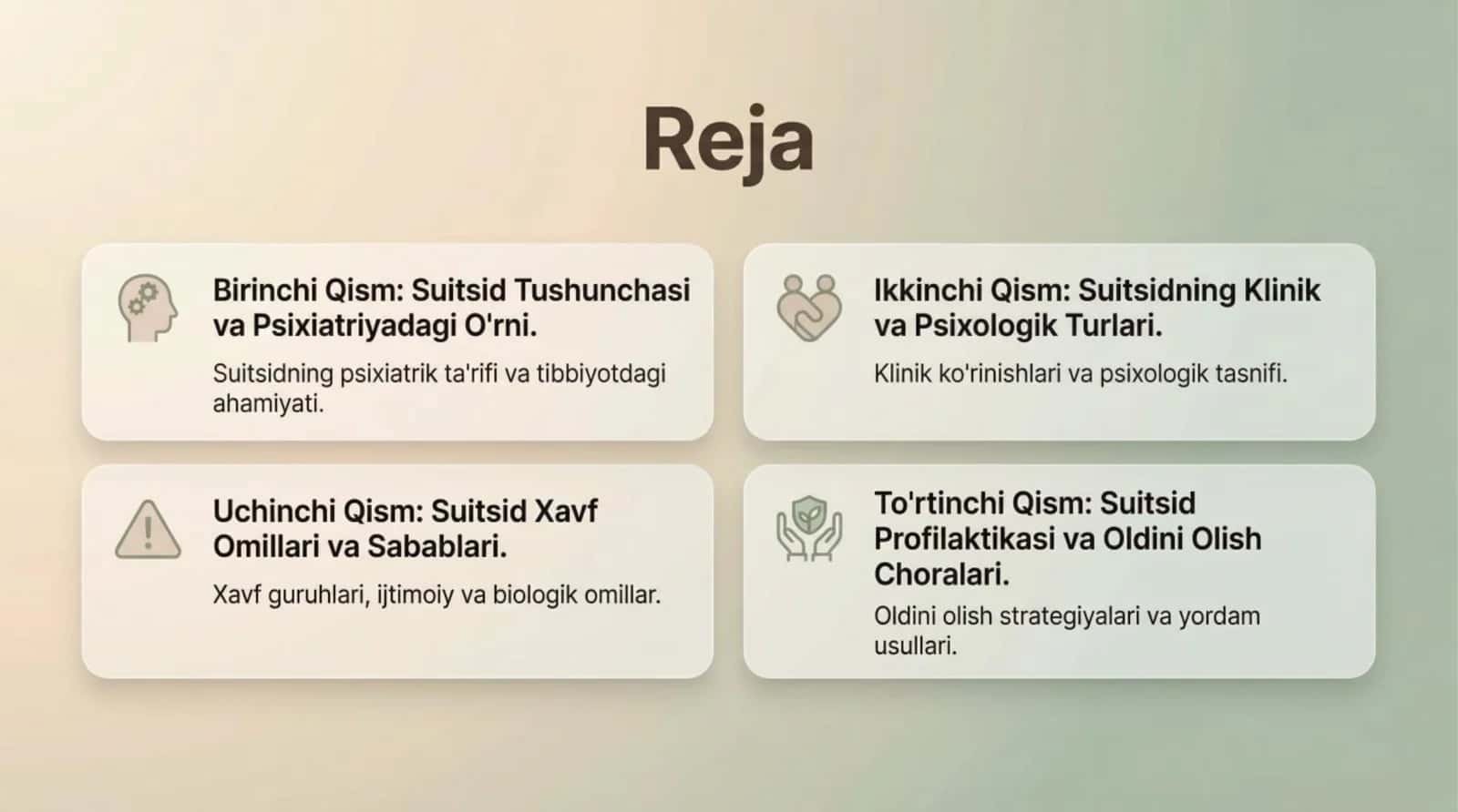 Suitsid tushunchasi, turlari, xavf omillari va profilaktika choralari 2