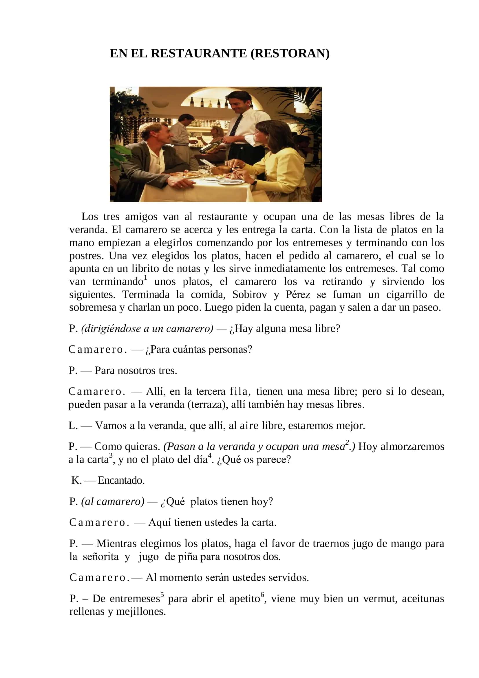 EN EL RESTAURANTE (RESTORAN) 2