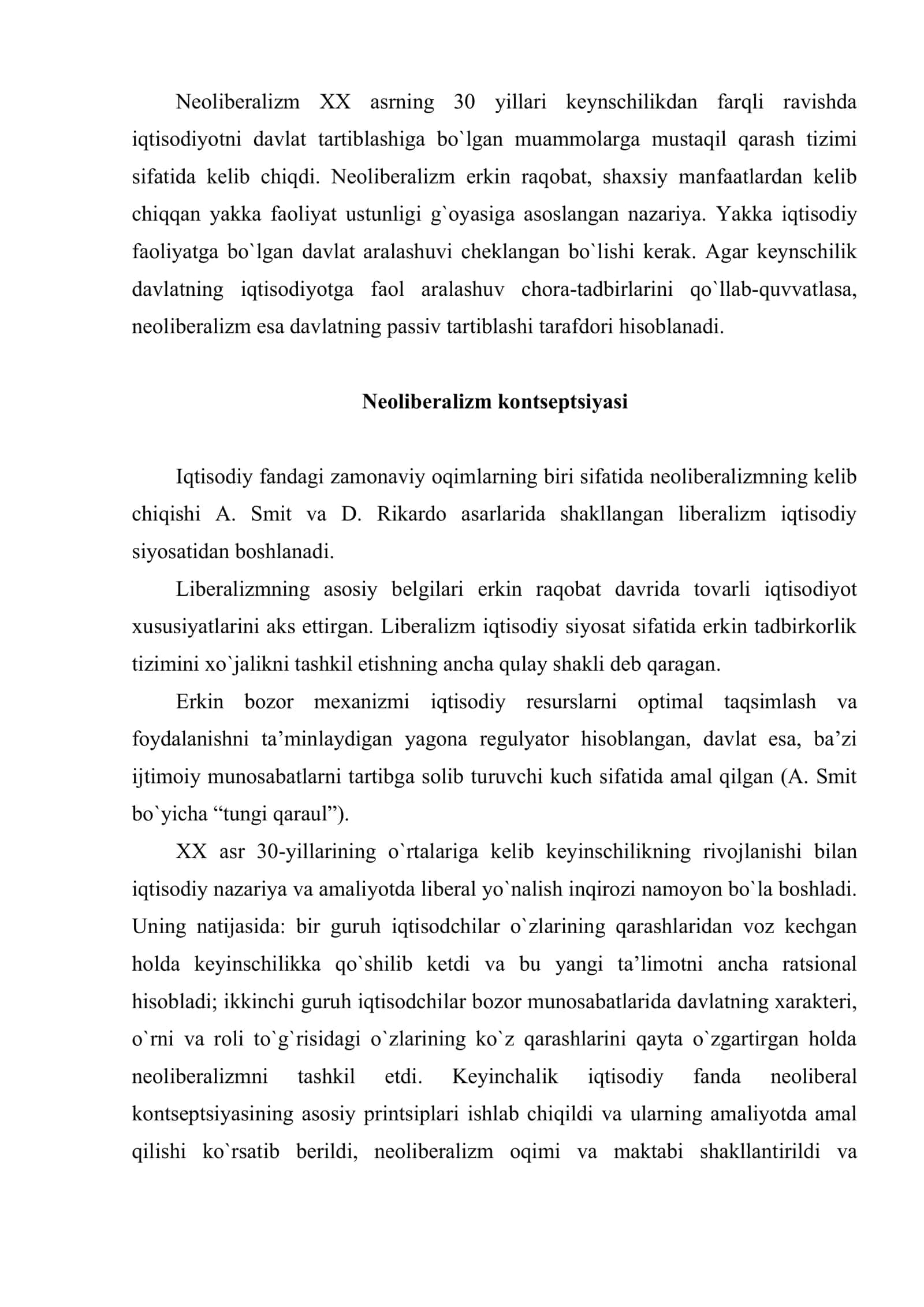 Neoliberalizm va ijtimoiy bozor xo`jaligi 2
