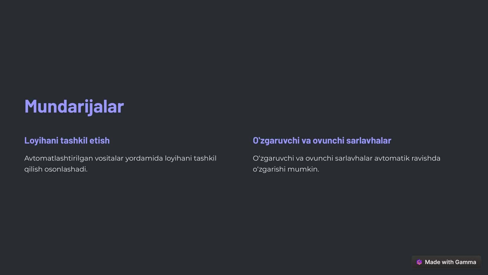 Avtomatlashtirilgan vositalar va shablonlar 2