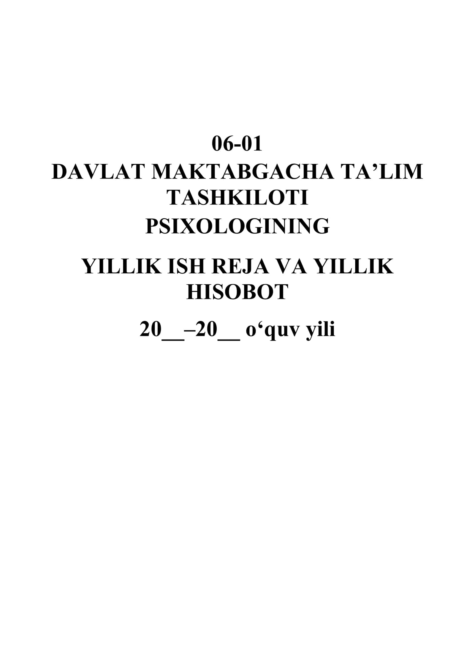 DMTT PSIXOLOGINING YILLIK ISH REJA VA YILLIK HISOBOT 2026-2027 2