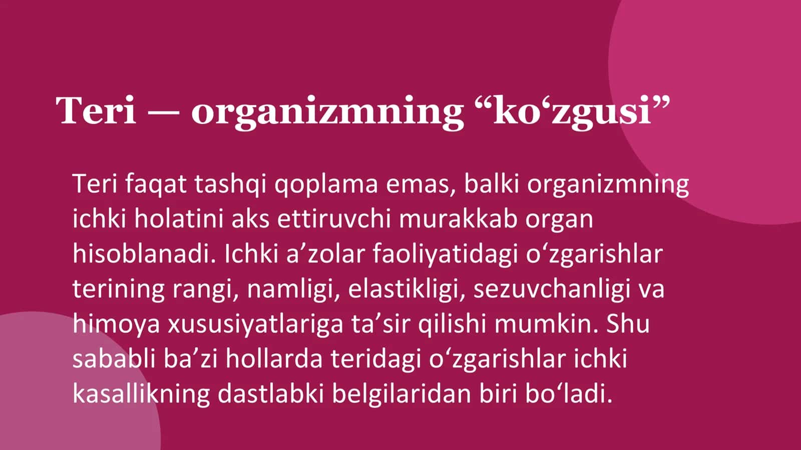 Teri kasalliklari rivojlanishida ichki patologiyaning roli 2